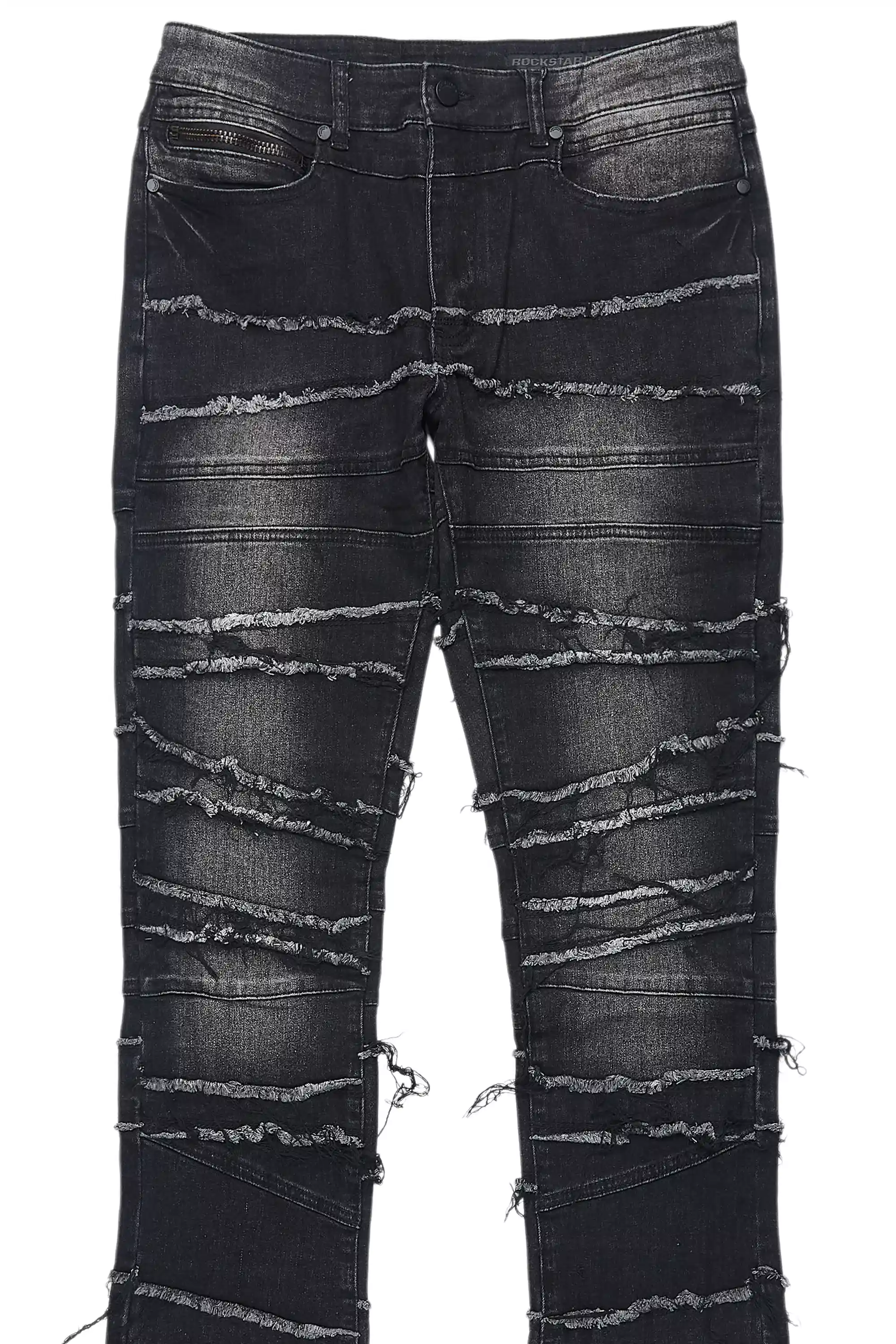 Franko Dark Grey Stacked Flare Jean - Image 10