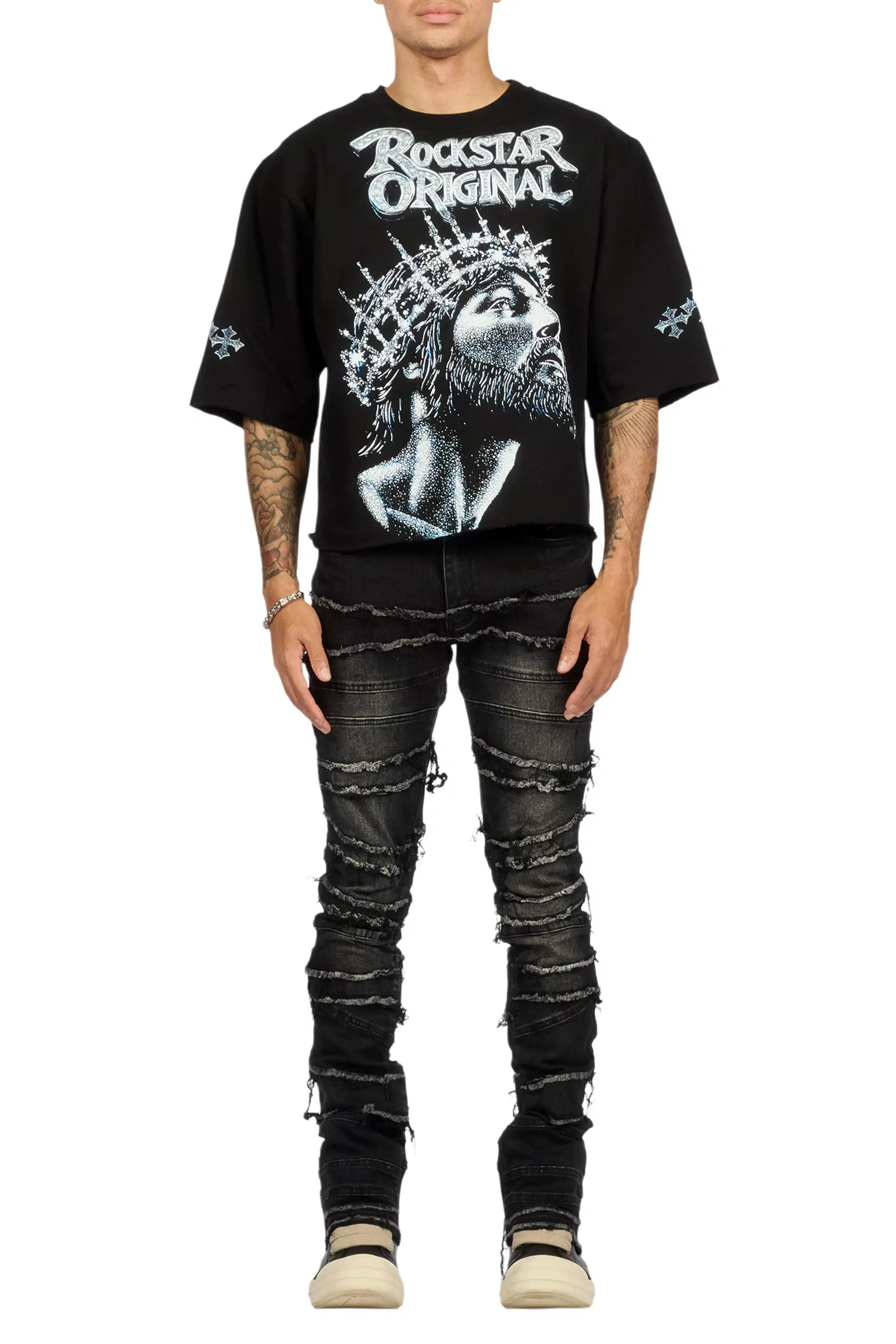 Franko Dark Grey Stacked Flare Jean - Image 12