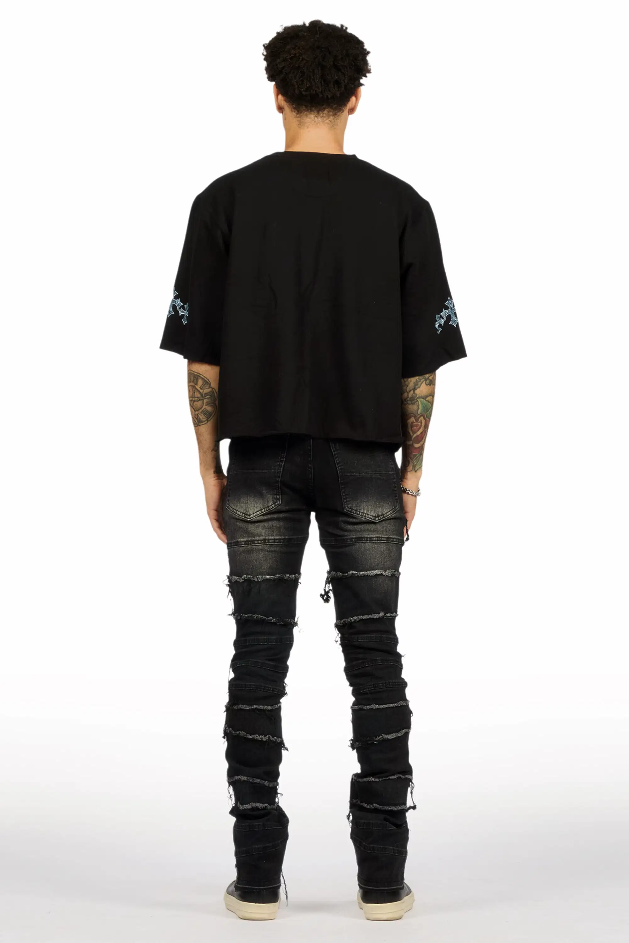 Franko Dark Grey Stacked Flare Jean - Image 7