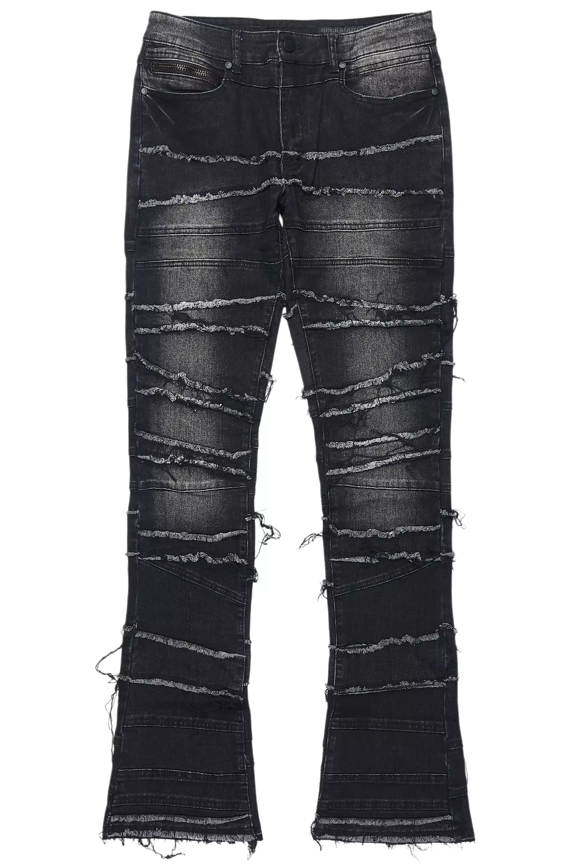 Franko Dark Grey Stacked Flare Jean - Image 9