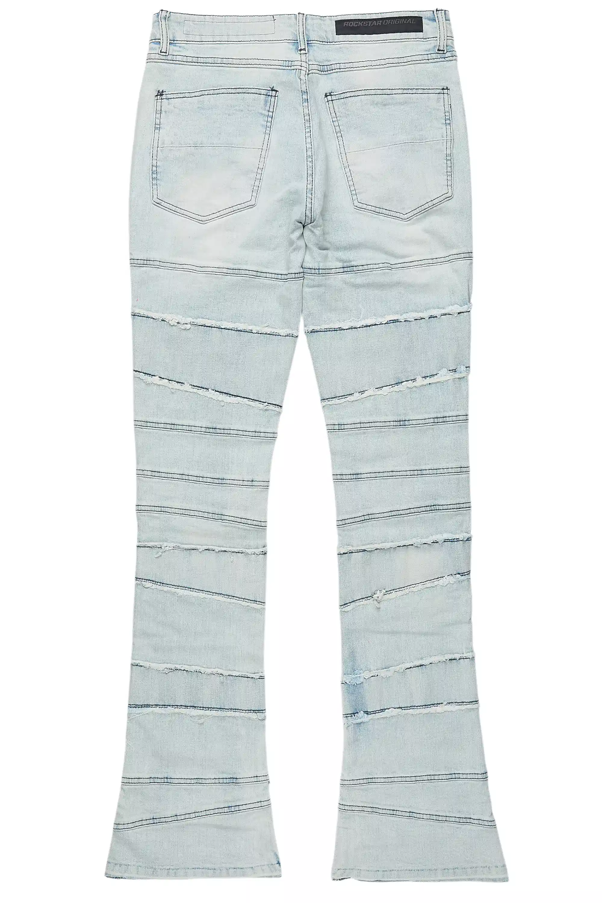 Franko Light Blue Stacked Flare Jean - Image 3