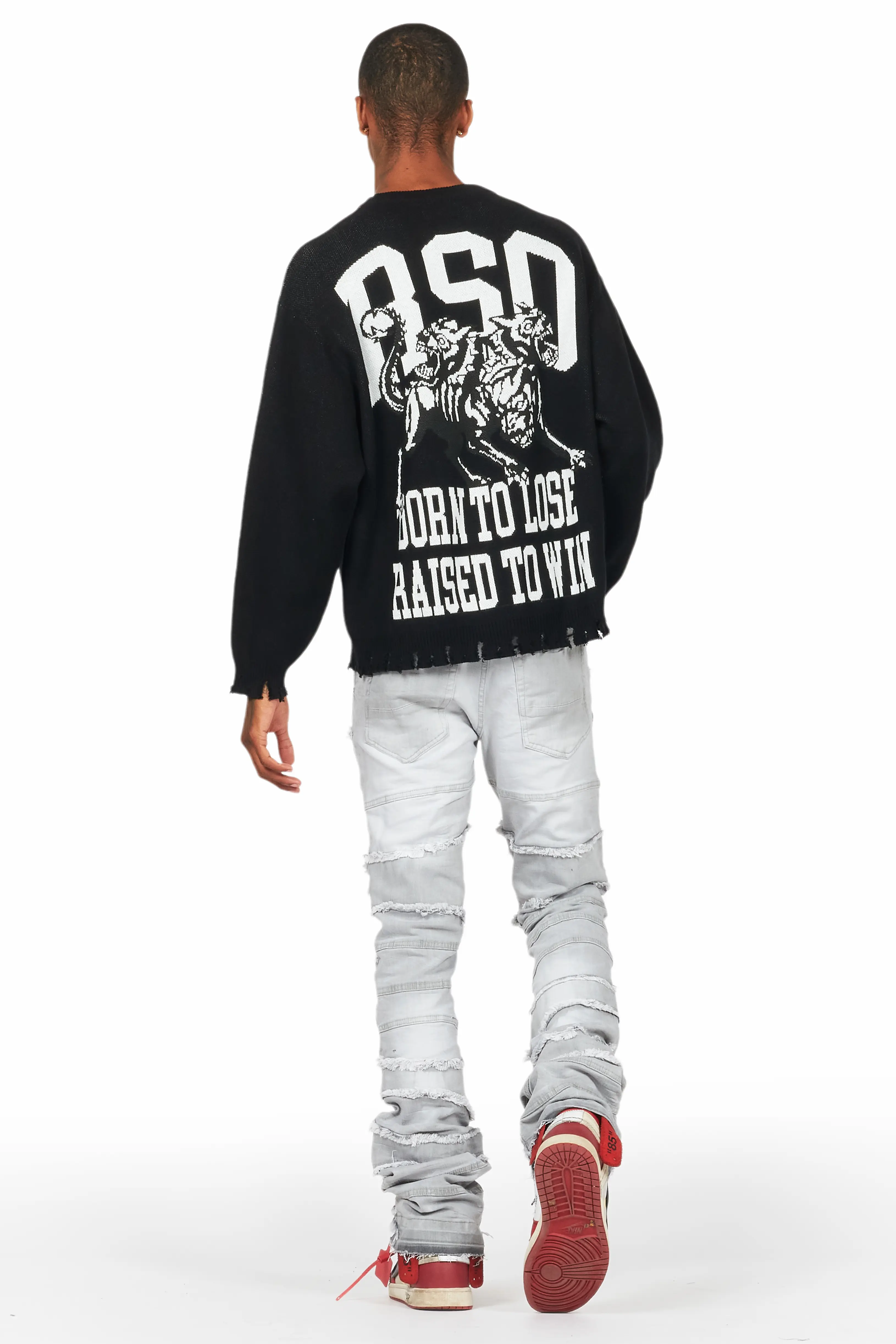 Franko Light Grey Stacked Flare Jean - Image 10