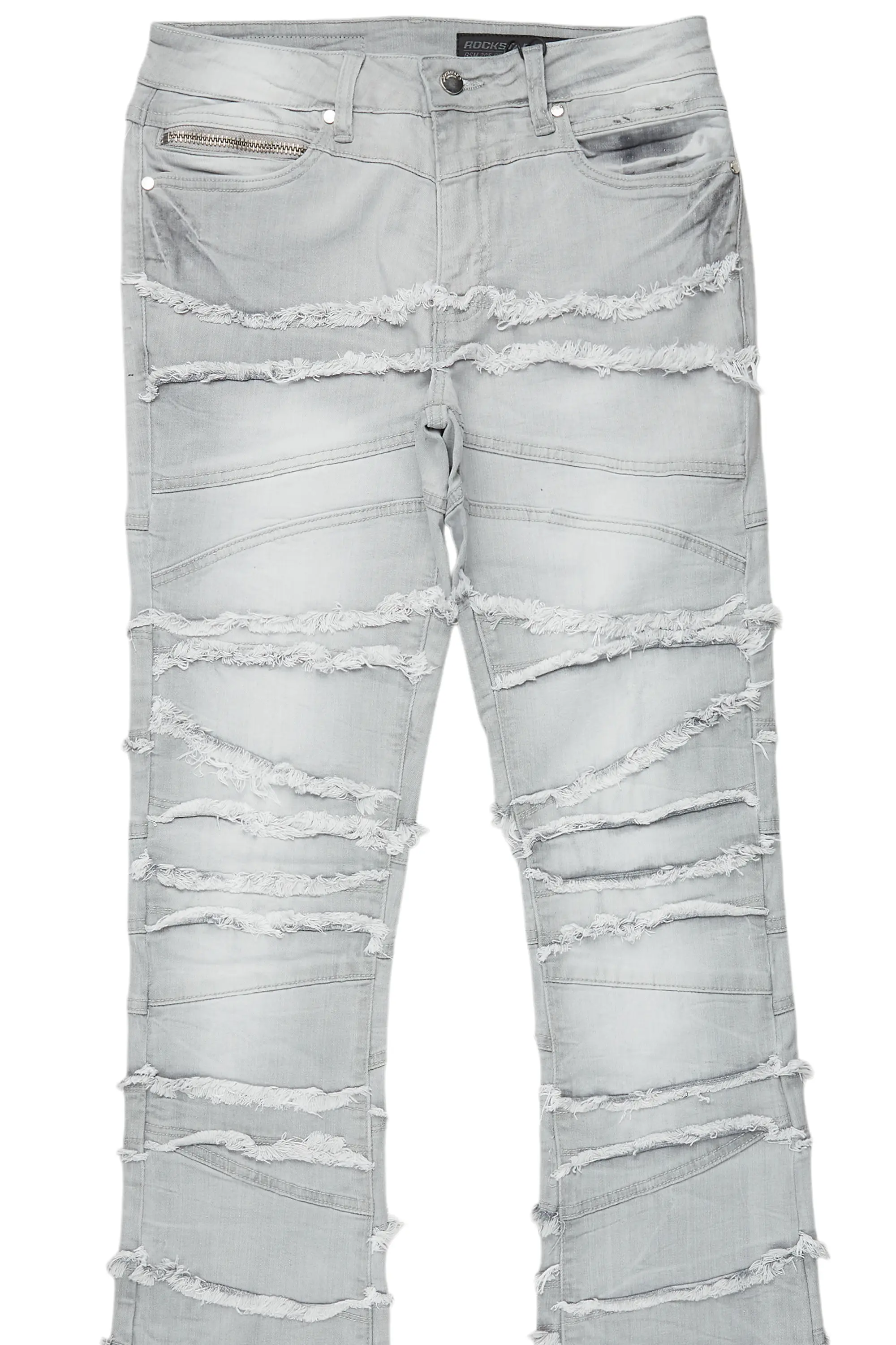 Franko Light Grey Stacked Flare Jean - Image 6