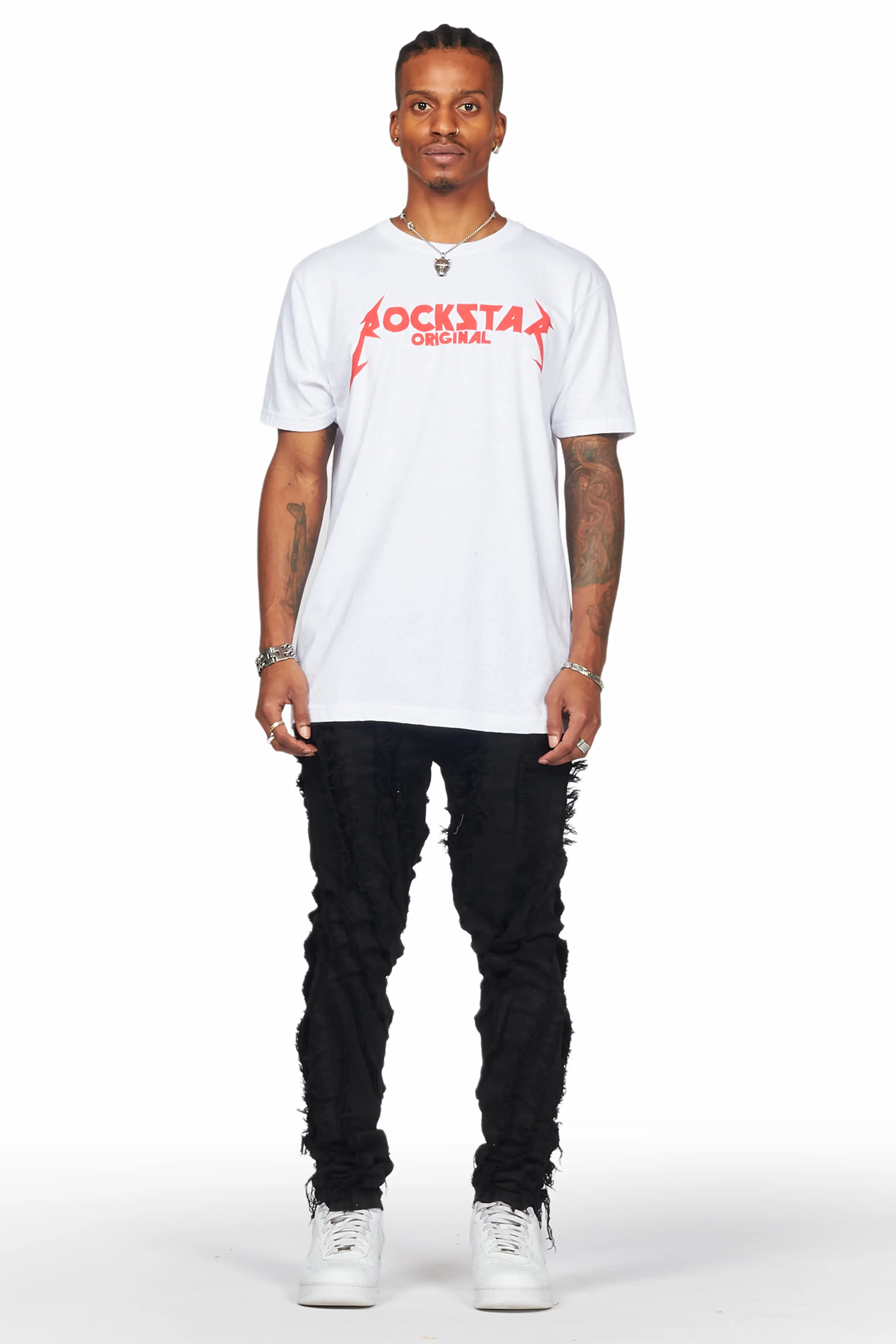 Achilles Black Raw Edge Skinny Fit Jean - Image 3