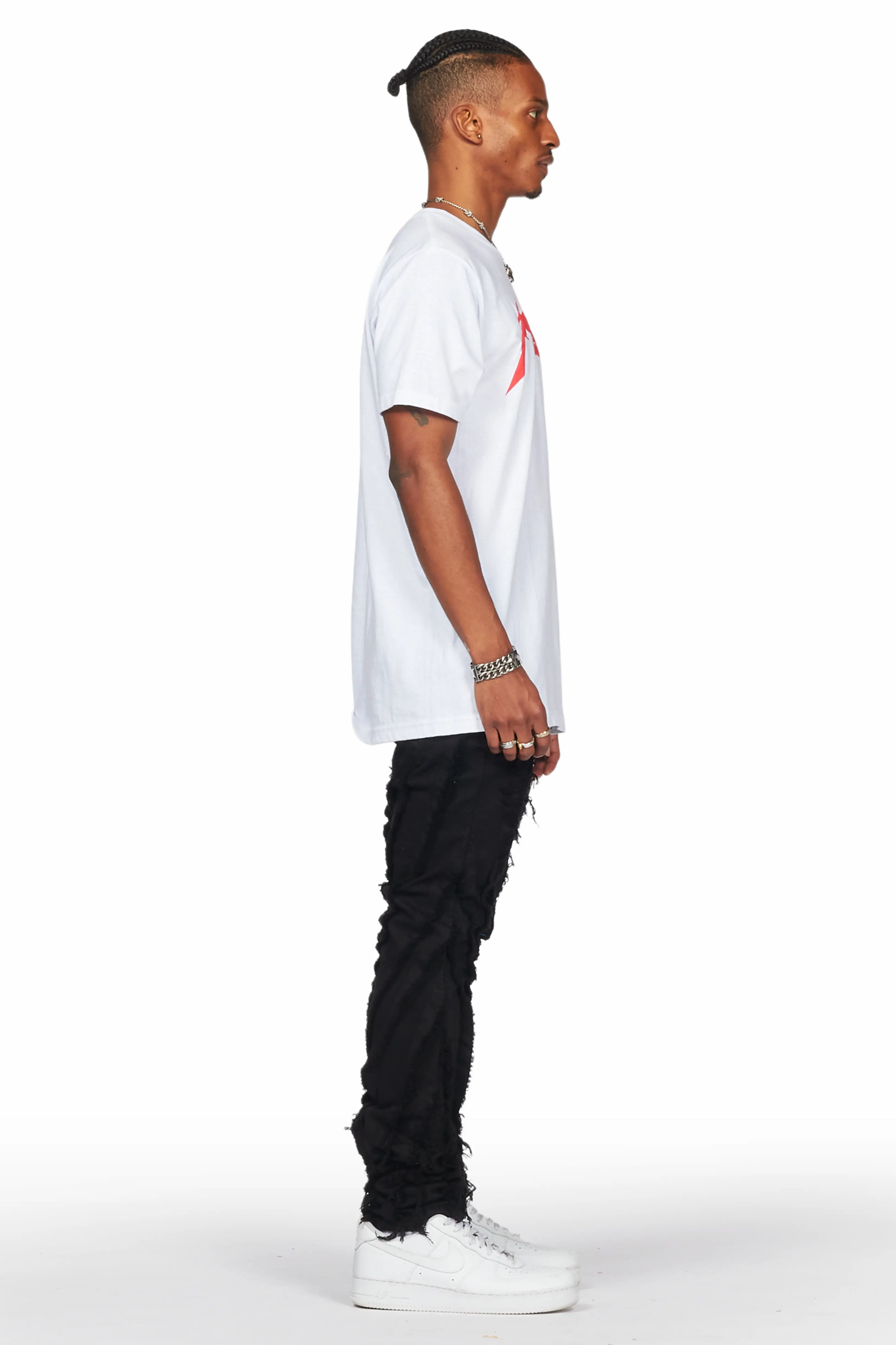 Achilles Black Raw Edge Skinny Fit Jean - Image 5