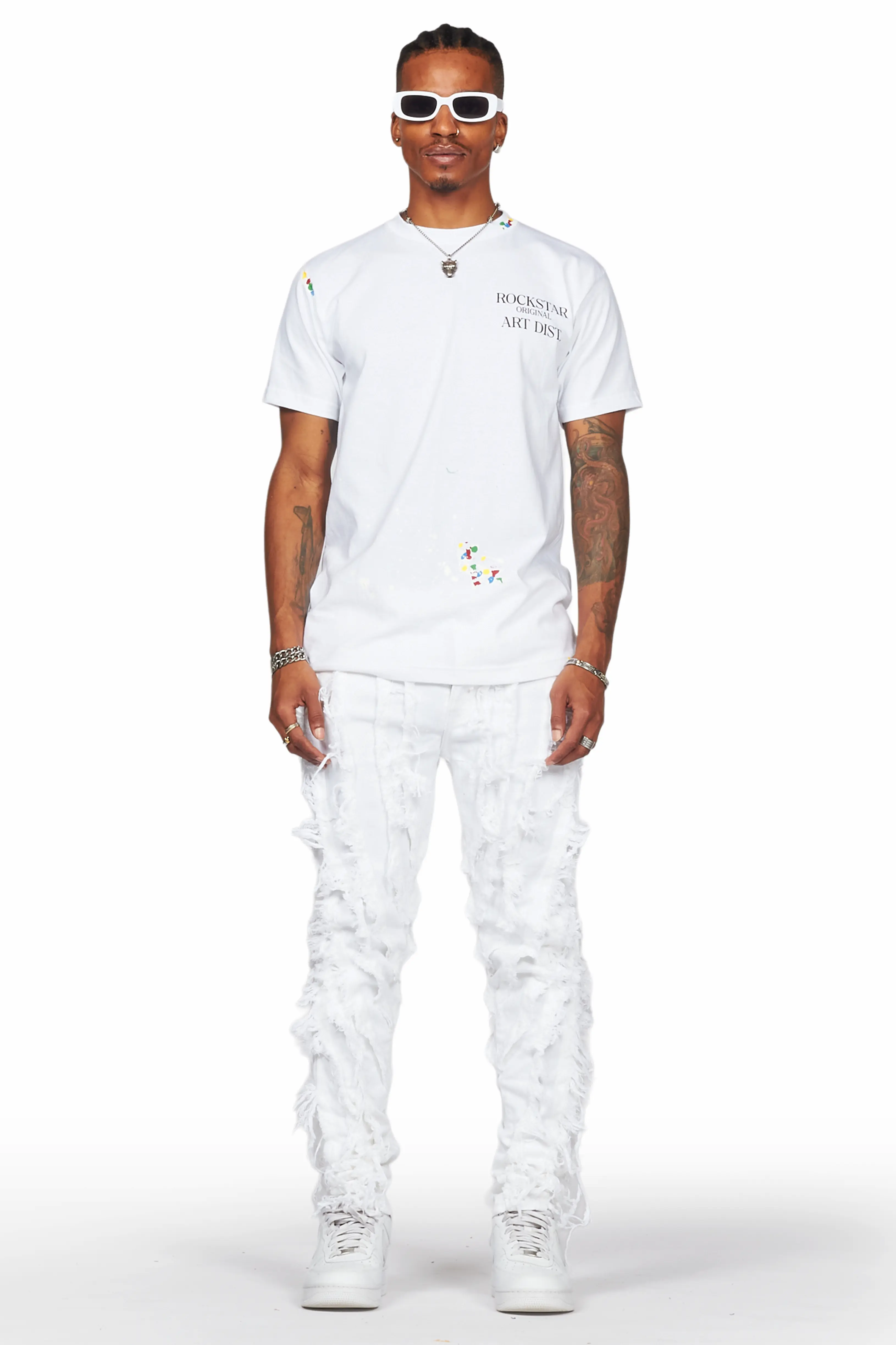 Achilles White Raw Edge Skinny Fit Jean - Image 3