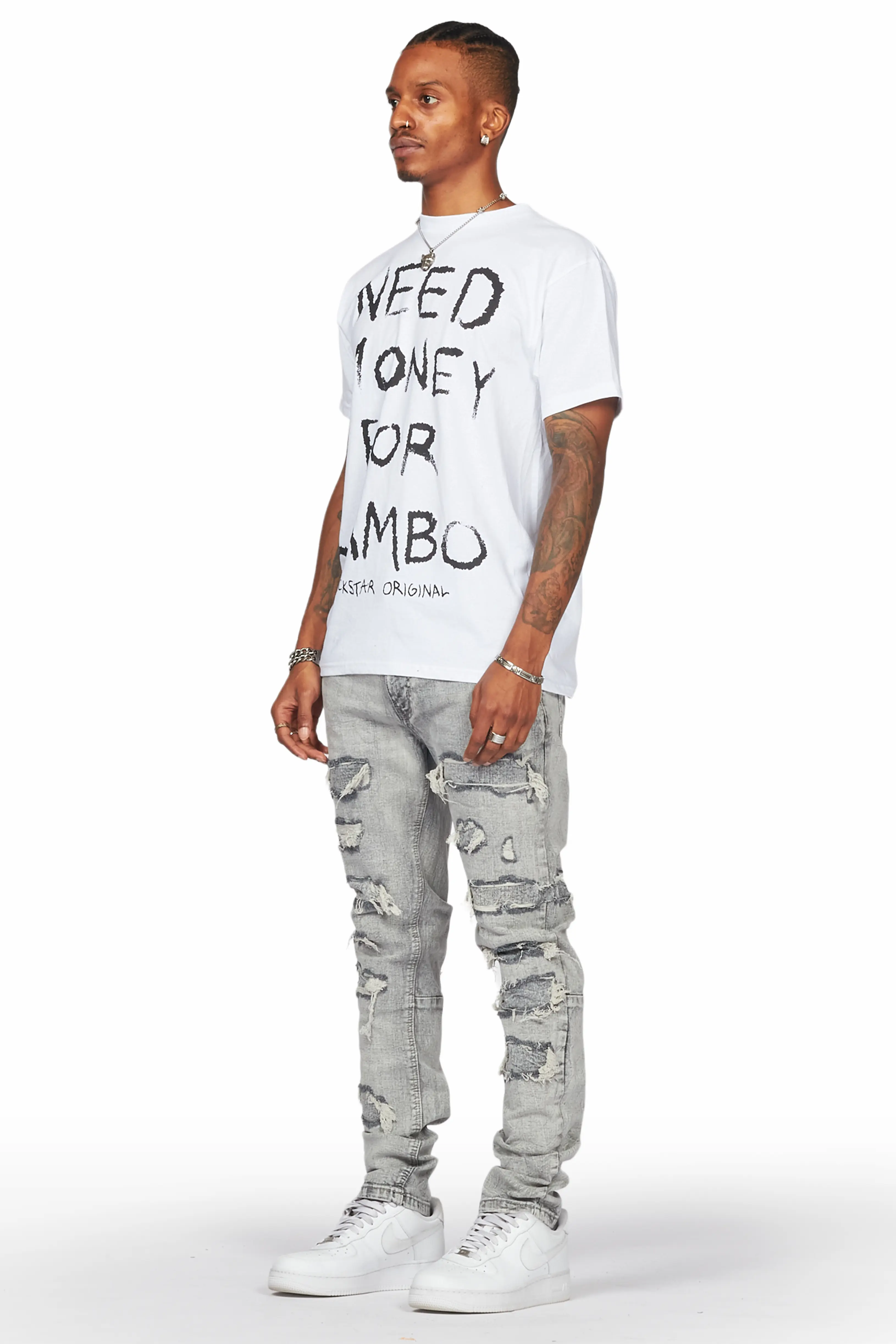 Dalit Grey Under Patch Skinny Fit Jean - Image 4