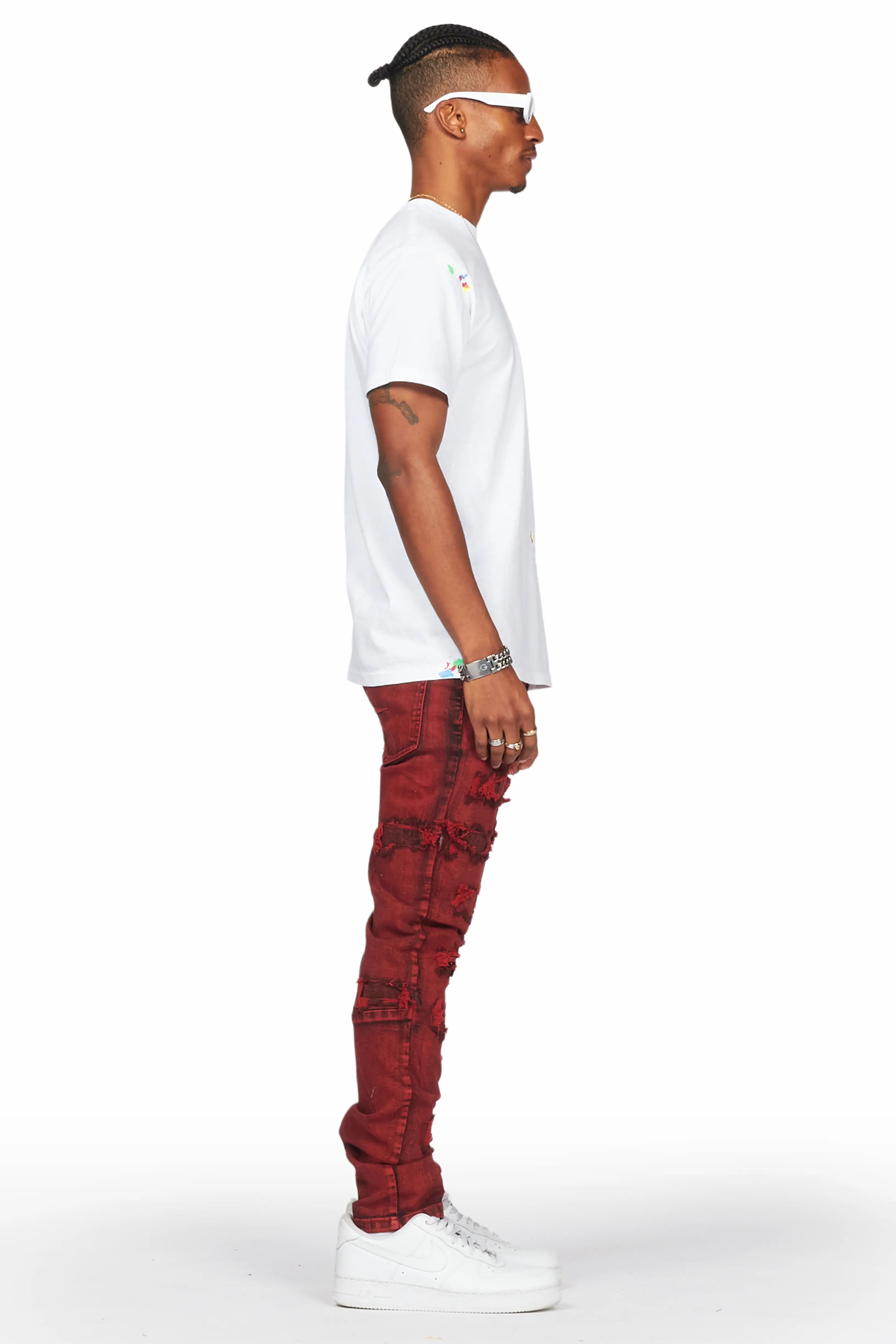Dalit Red Under Patch Skinny Fit Jean - Image 5