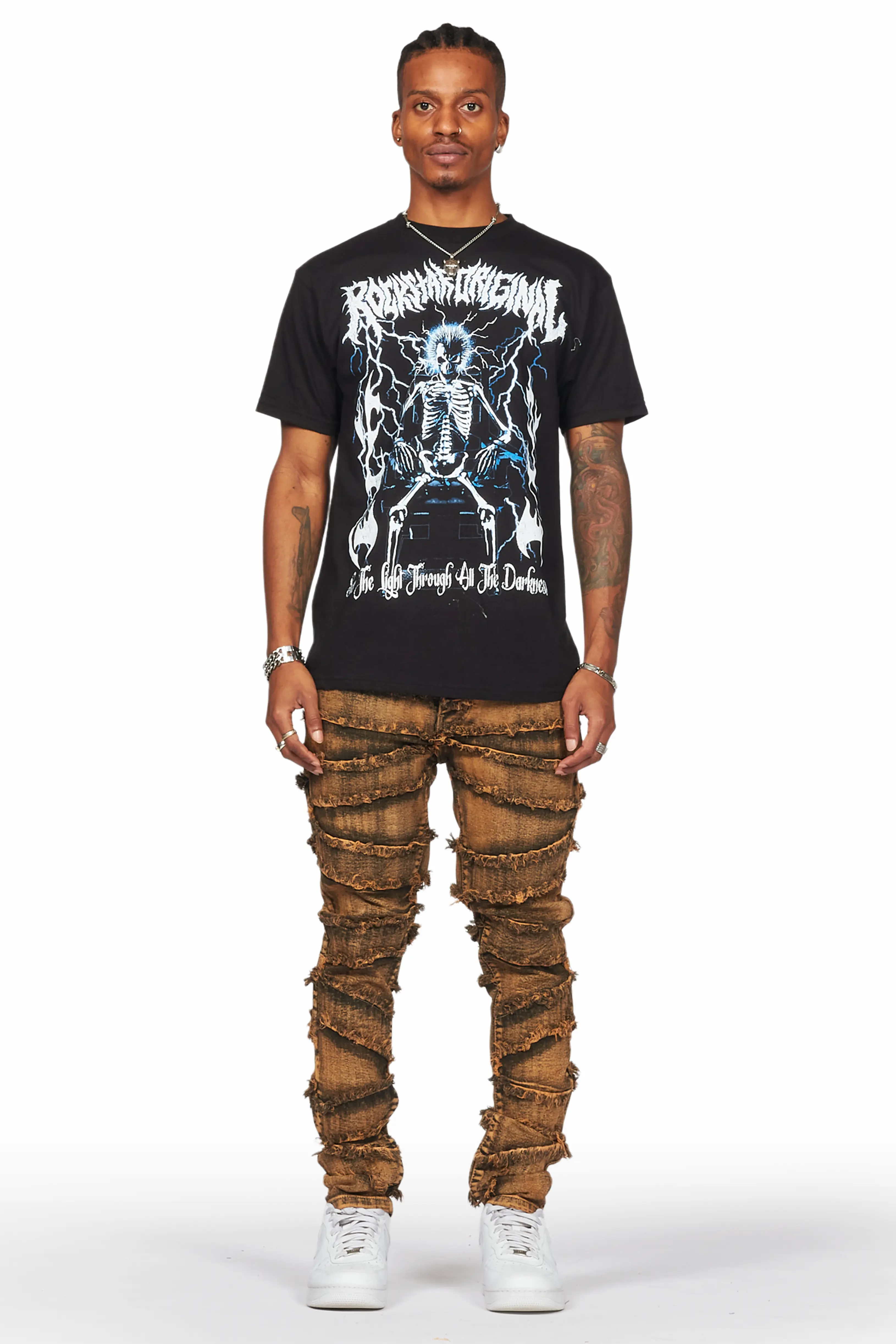Ebrill Gold Patchwork Skinny Fit Jean - Image 3