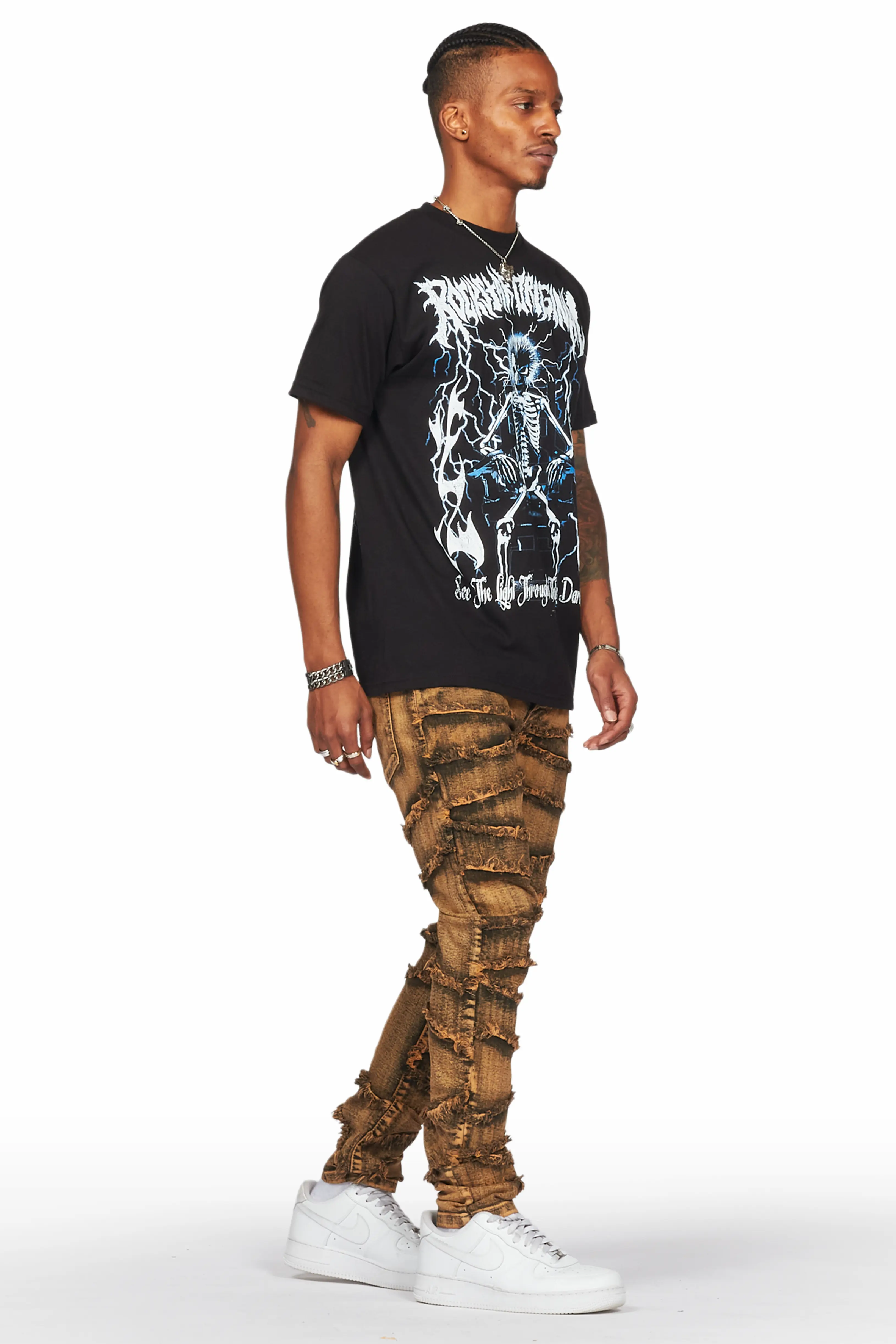 Ebrill Gold Patchwork Skinny Fit Jean - Image 7