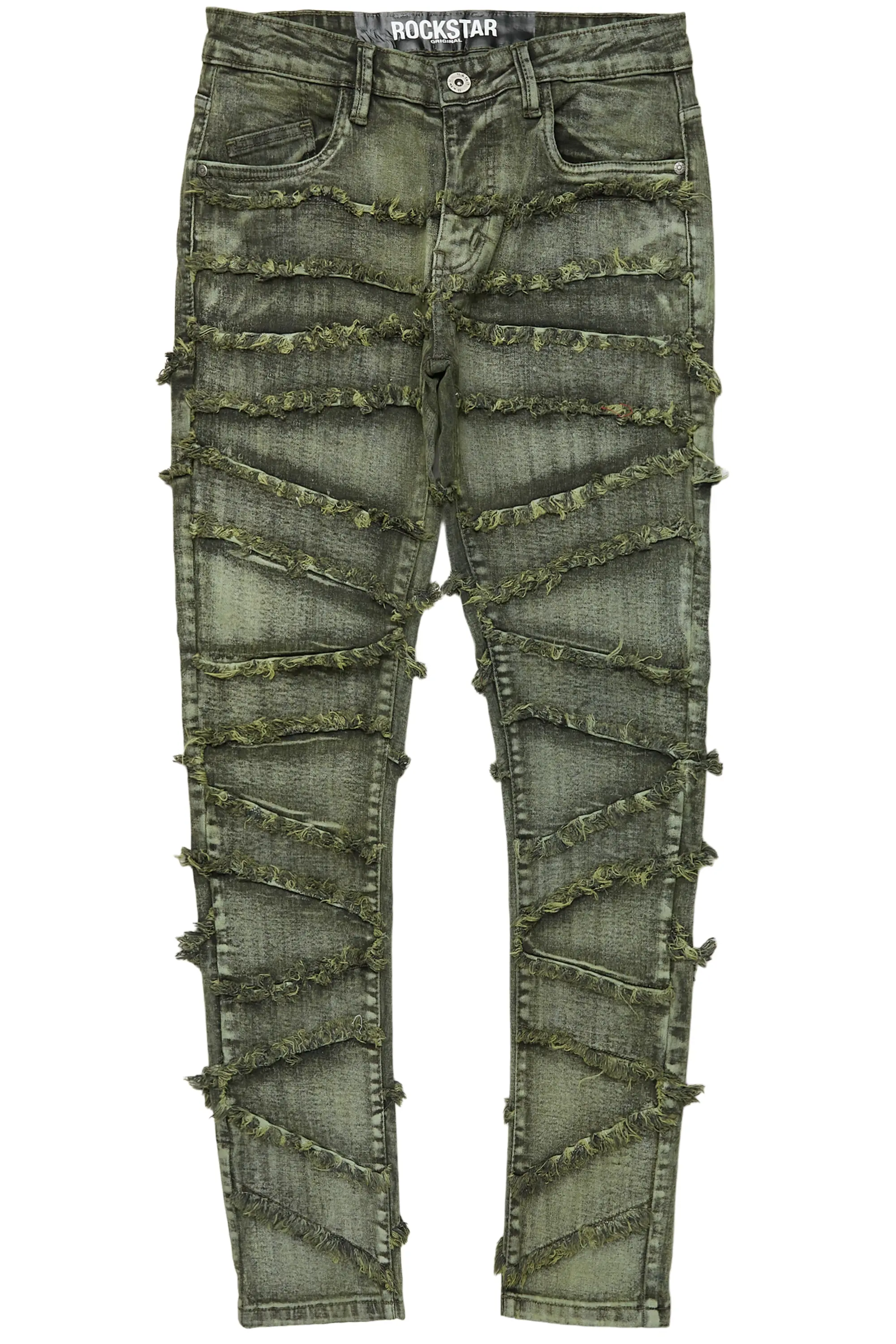 Ebrill Green Patchwork Skinny Fit Jean - Image 2