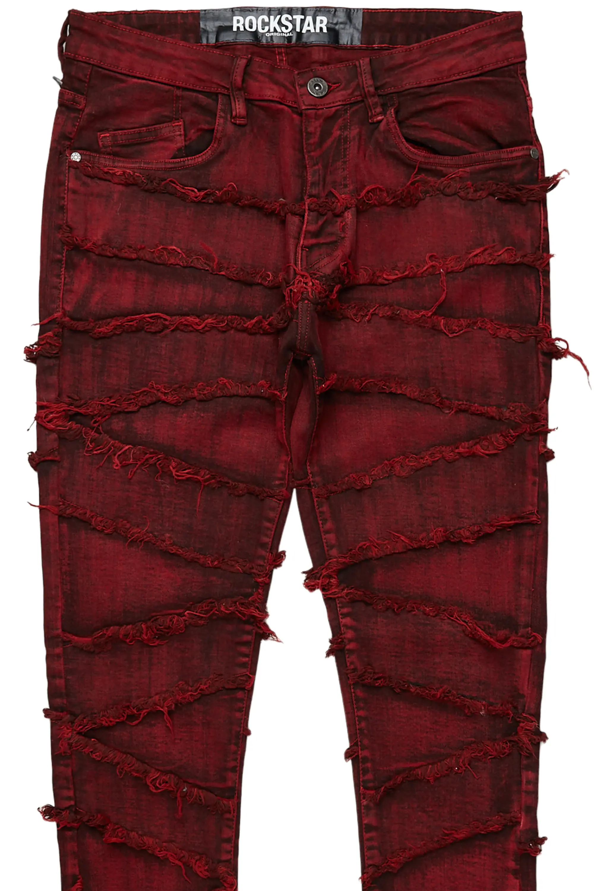 Ebrill Red Patchwork Skinny Fit Jean - Image 8