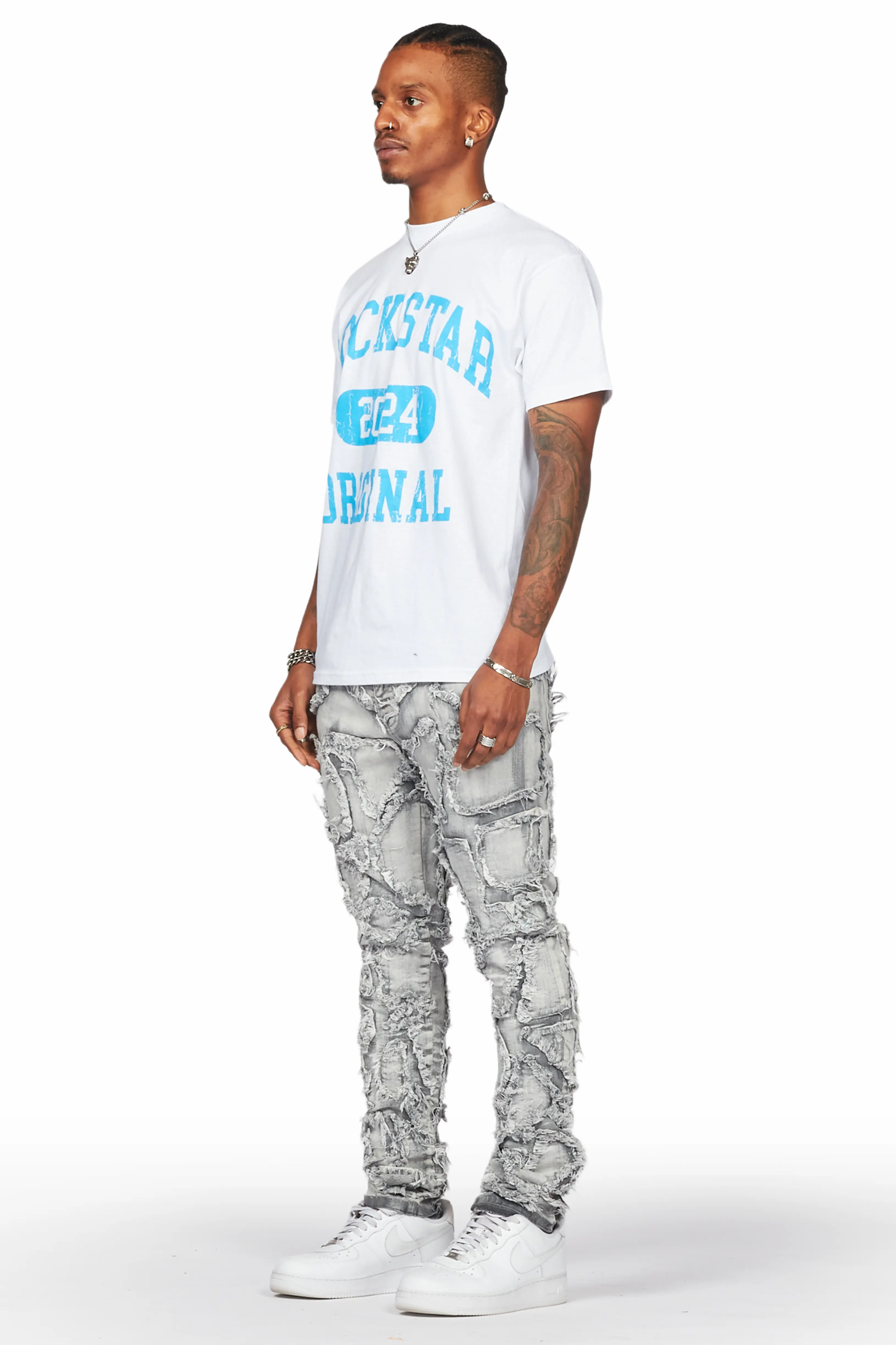 Hakim Grey Patchwork Skinny Fit Jean - Image 4