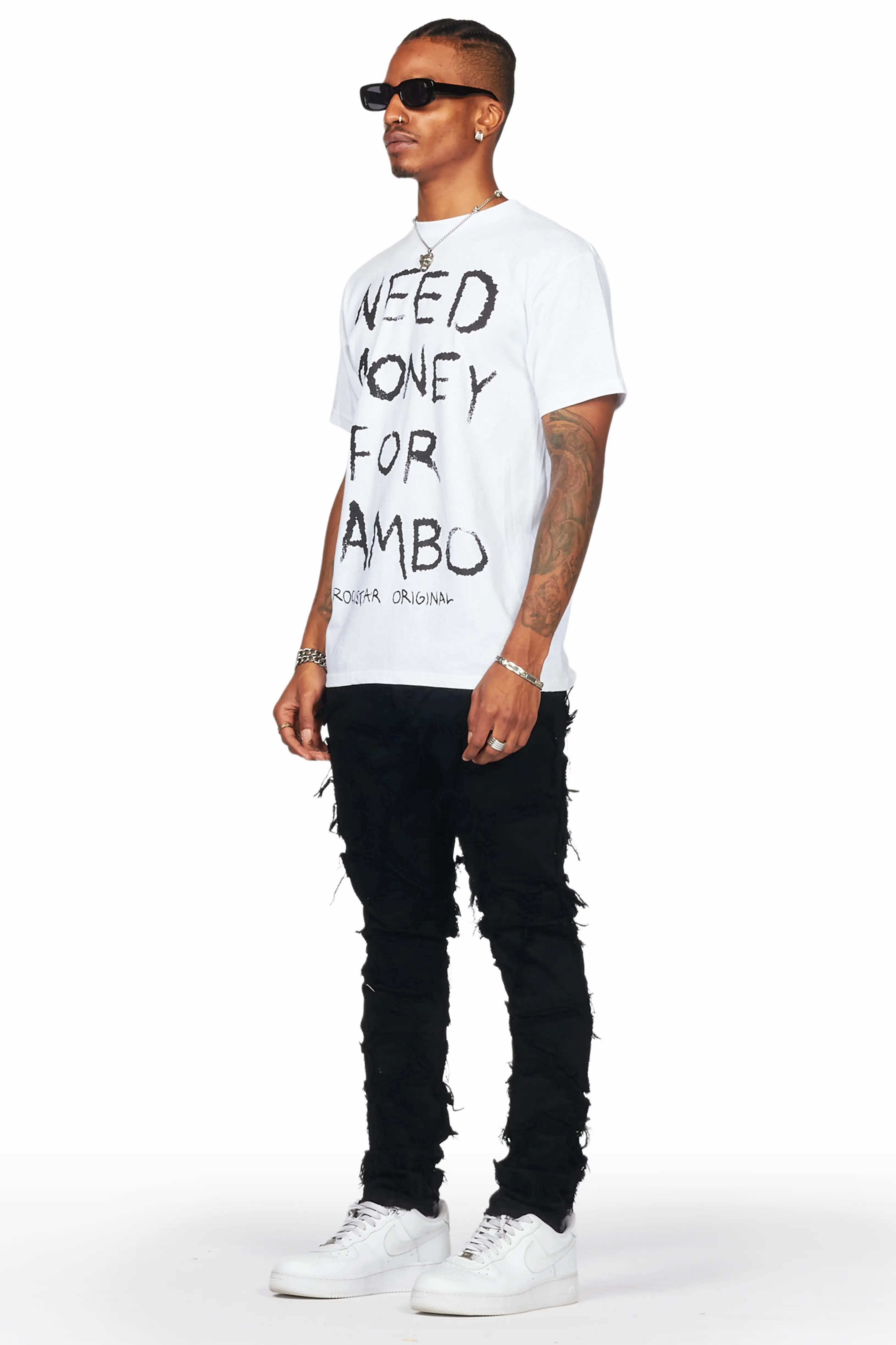 Hakim Jet Black Patchwork Skinny Fit Jean - Image 4