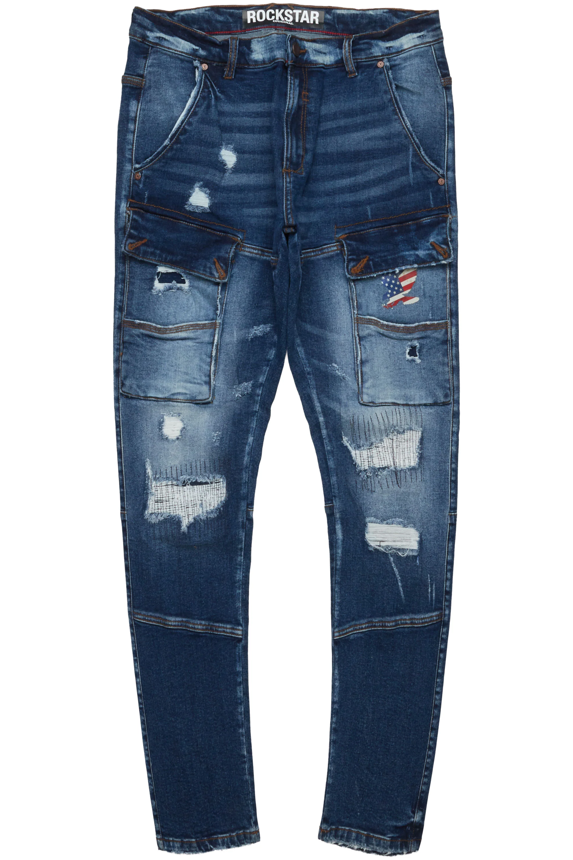 Damien Blue Cargo Slim Fit Jean - Image 2