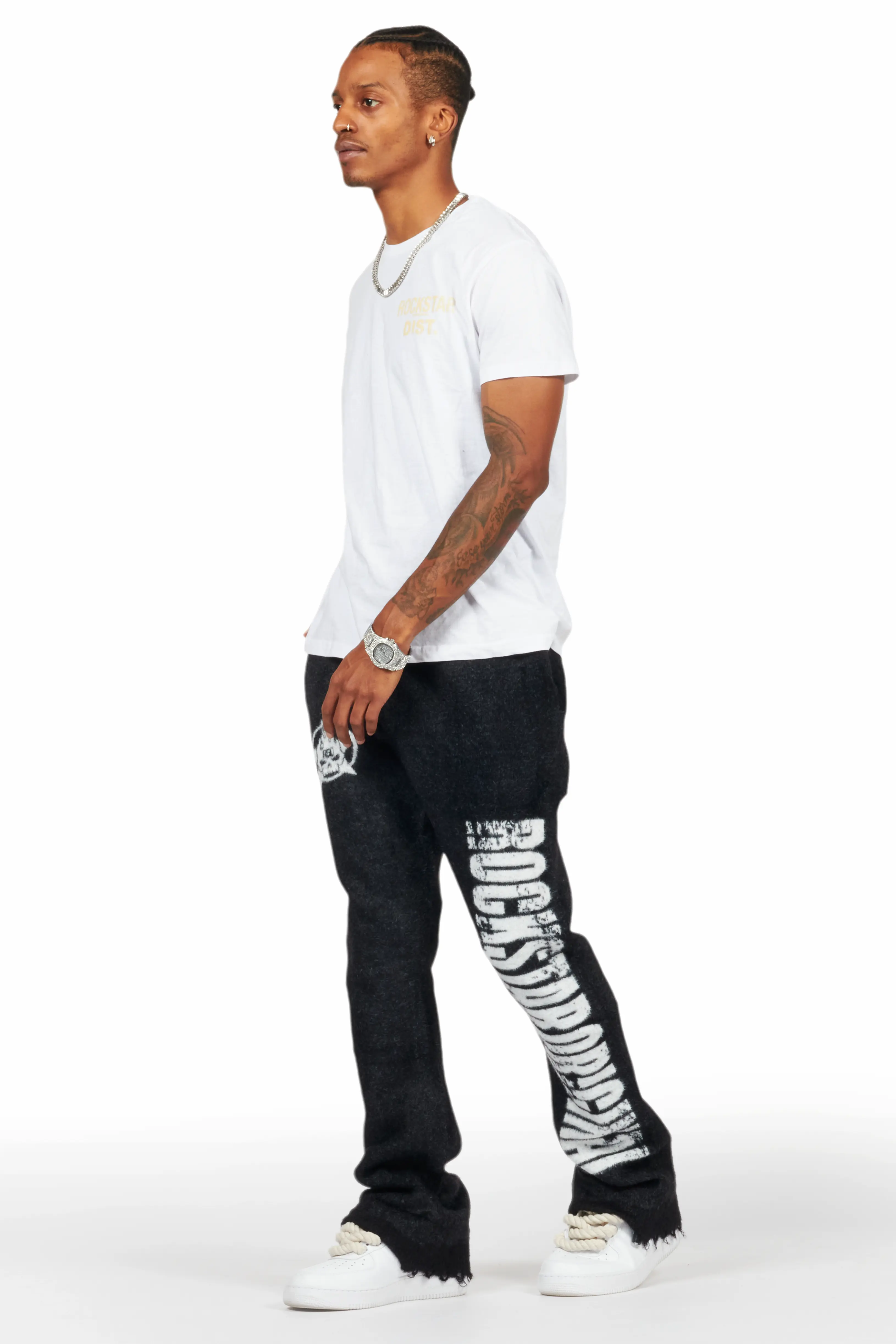 Keve Black Knitted Mohair Flare Sweat Pant - Image 7