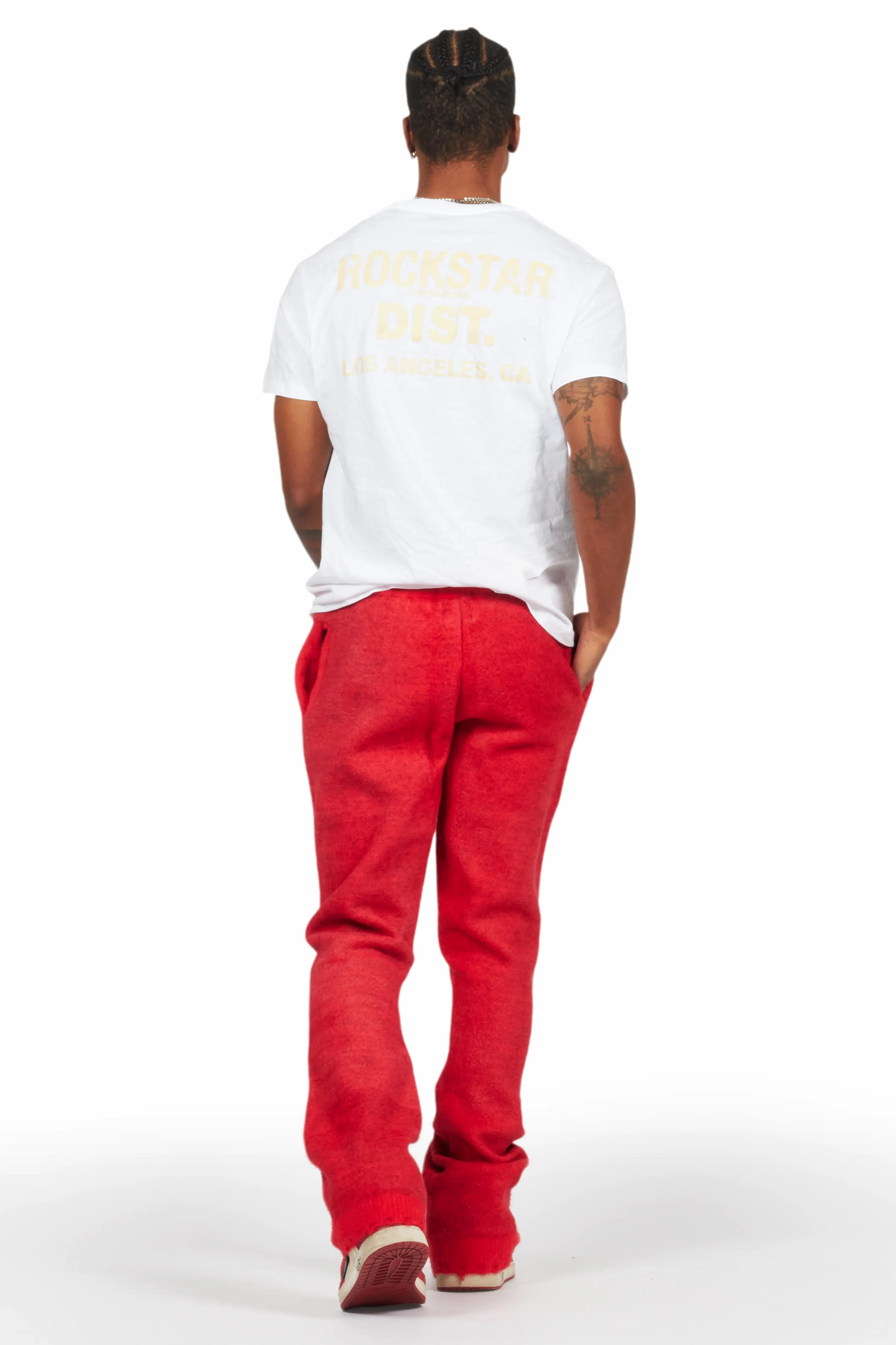 Keve Red Knitted Mohair Flare Sweat Pant - Image 5