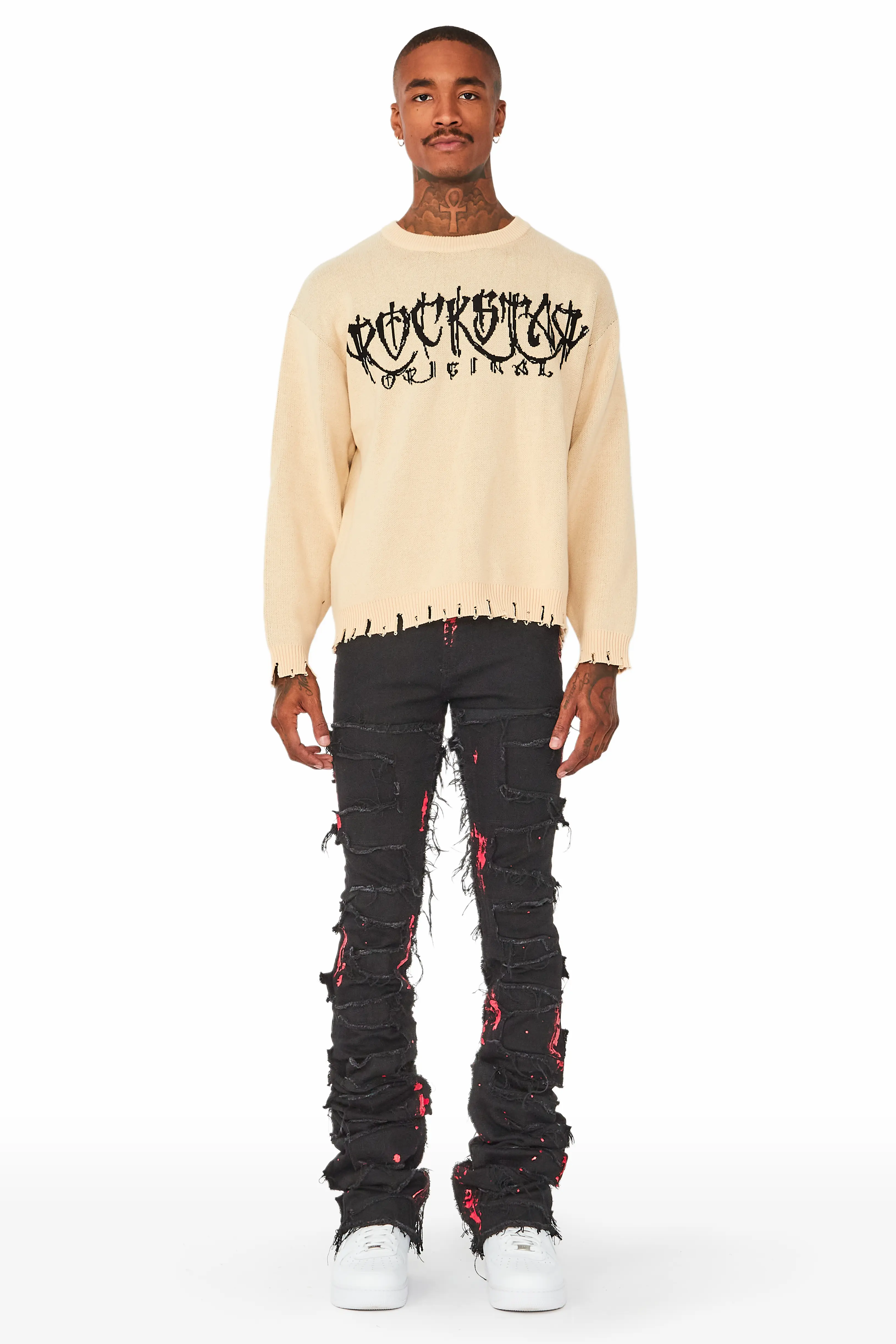 Kaleb Beige Knit Sweater - Image 4