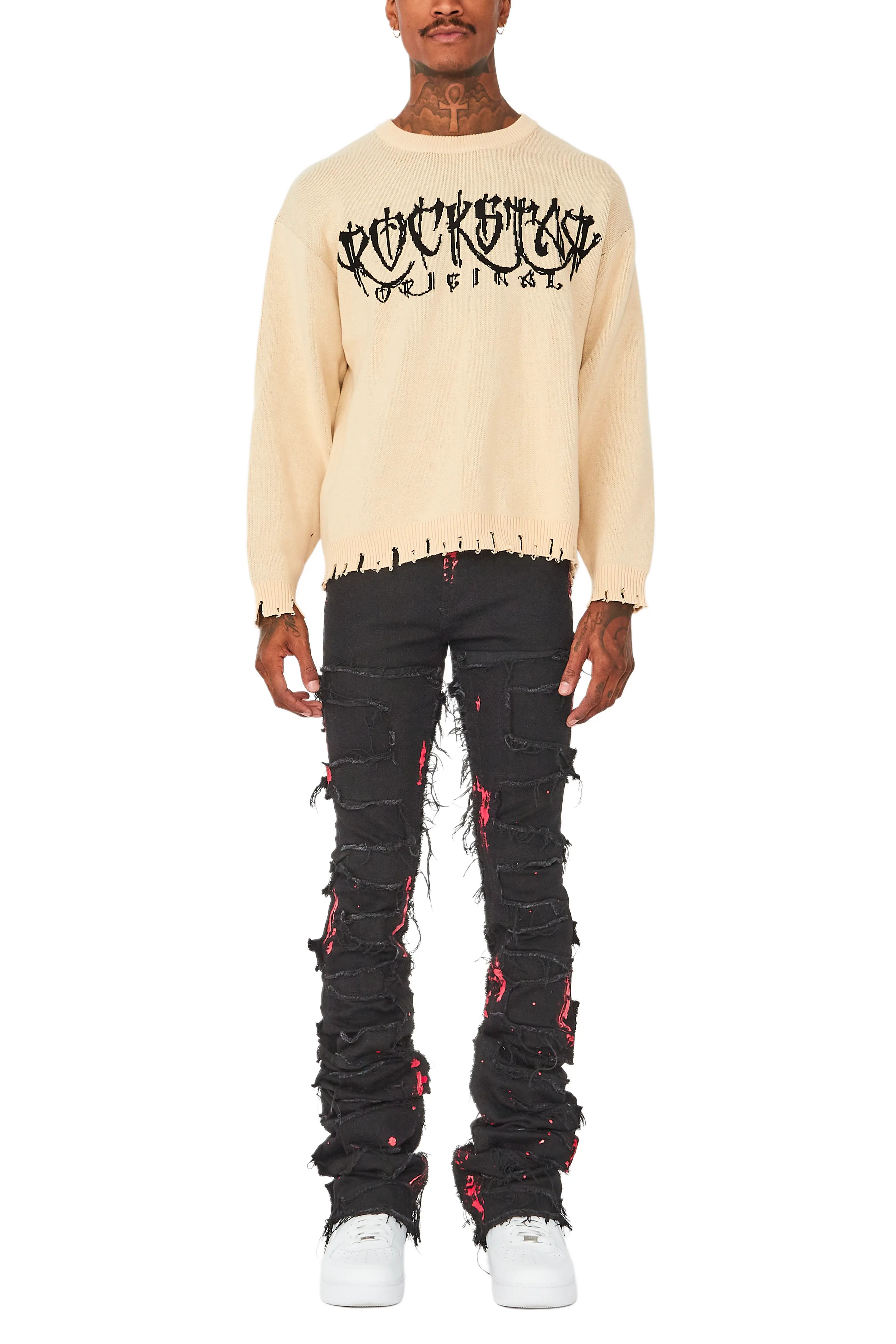 Kaleb Beige Knit Sweater - Image 9