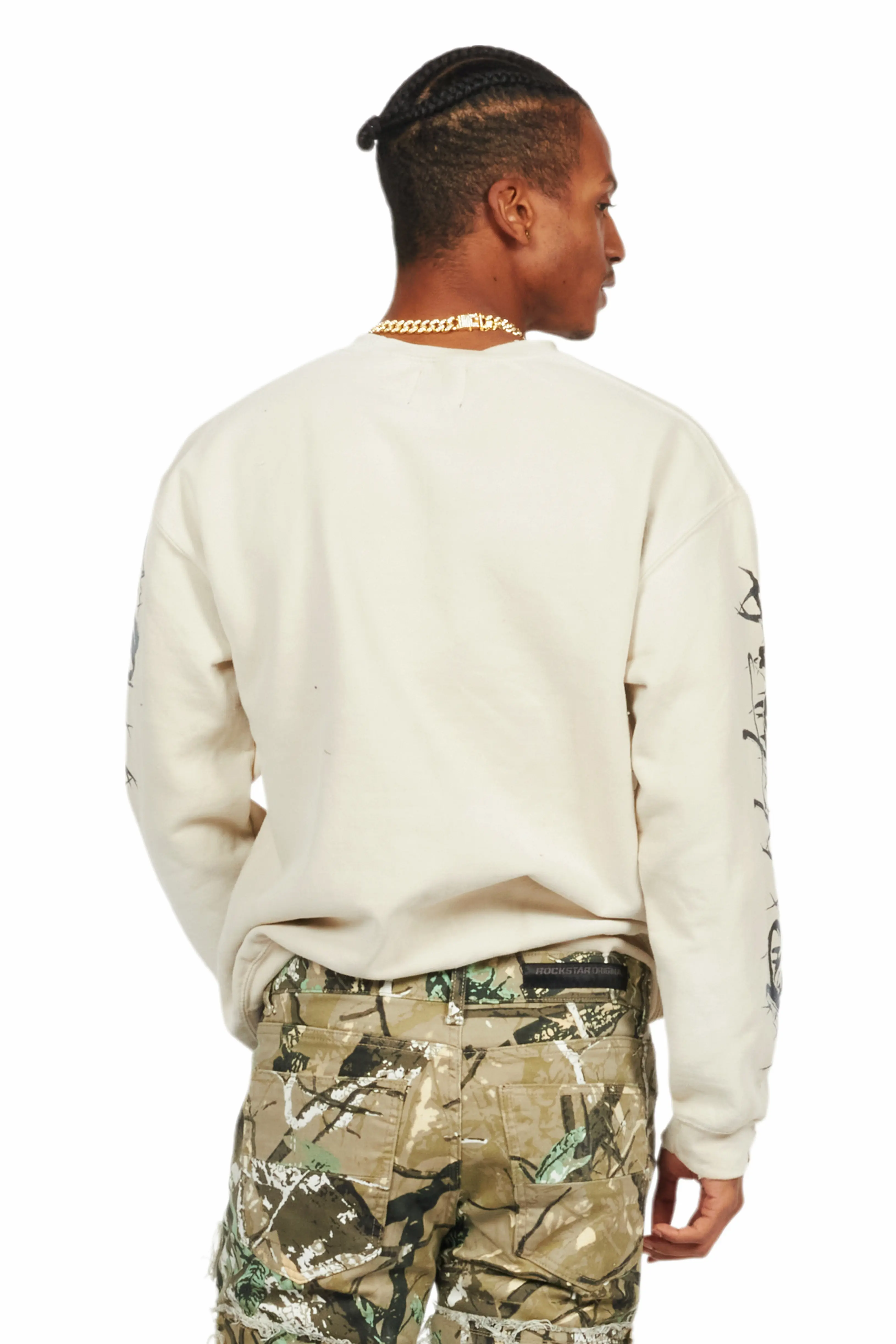 Bedros Beige Graphic Crewneck - Image 4