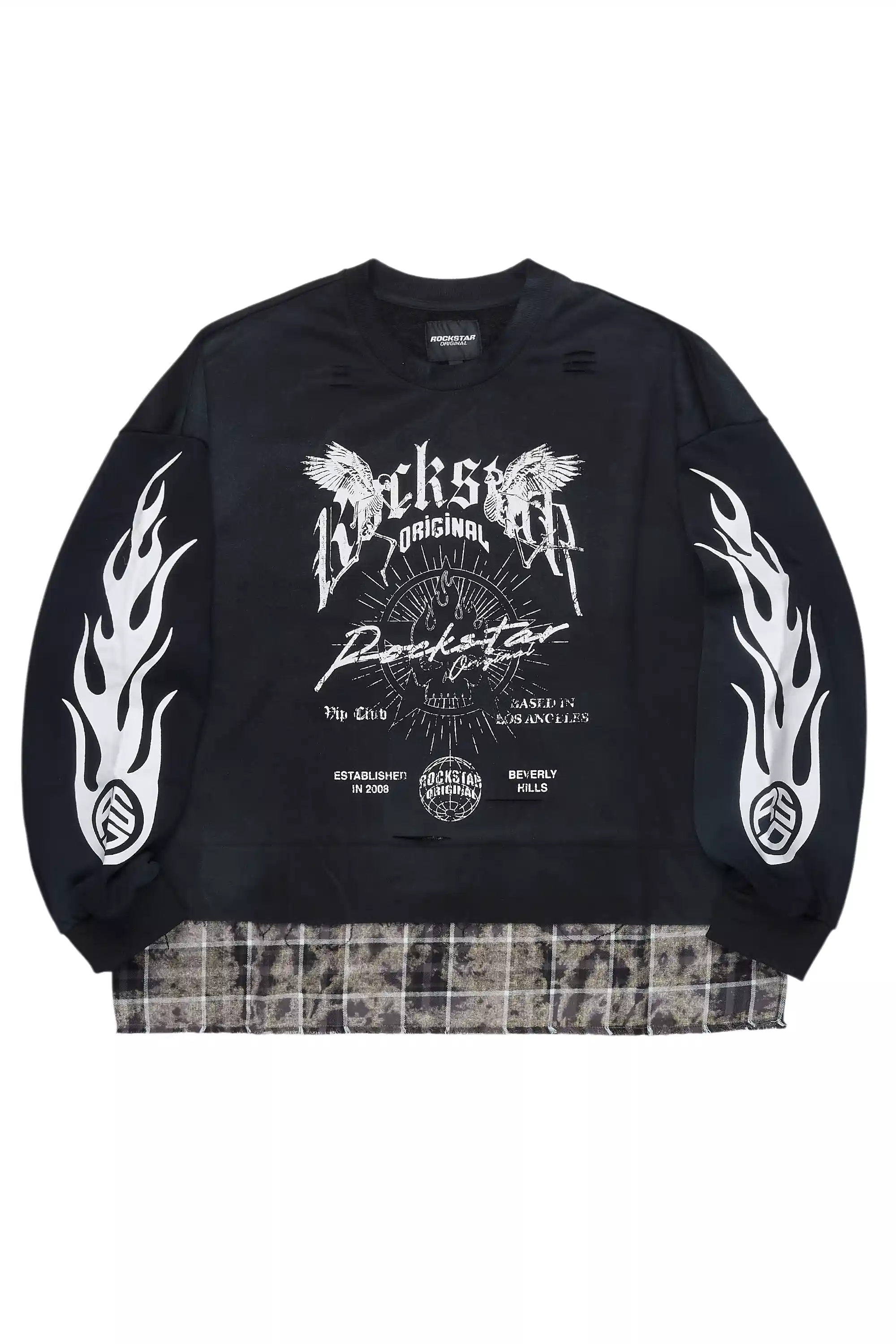 Hundo Black Graphic Flannel Crewneck - Image 7