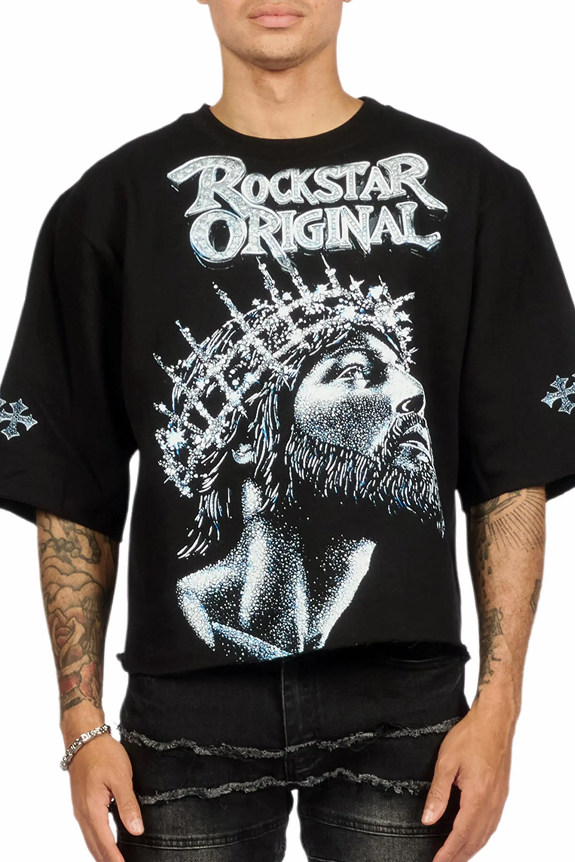 Darius Black Quarter Sleeve Boxy Sweatshirt - Image 11