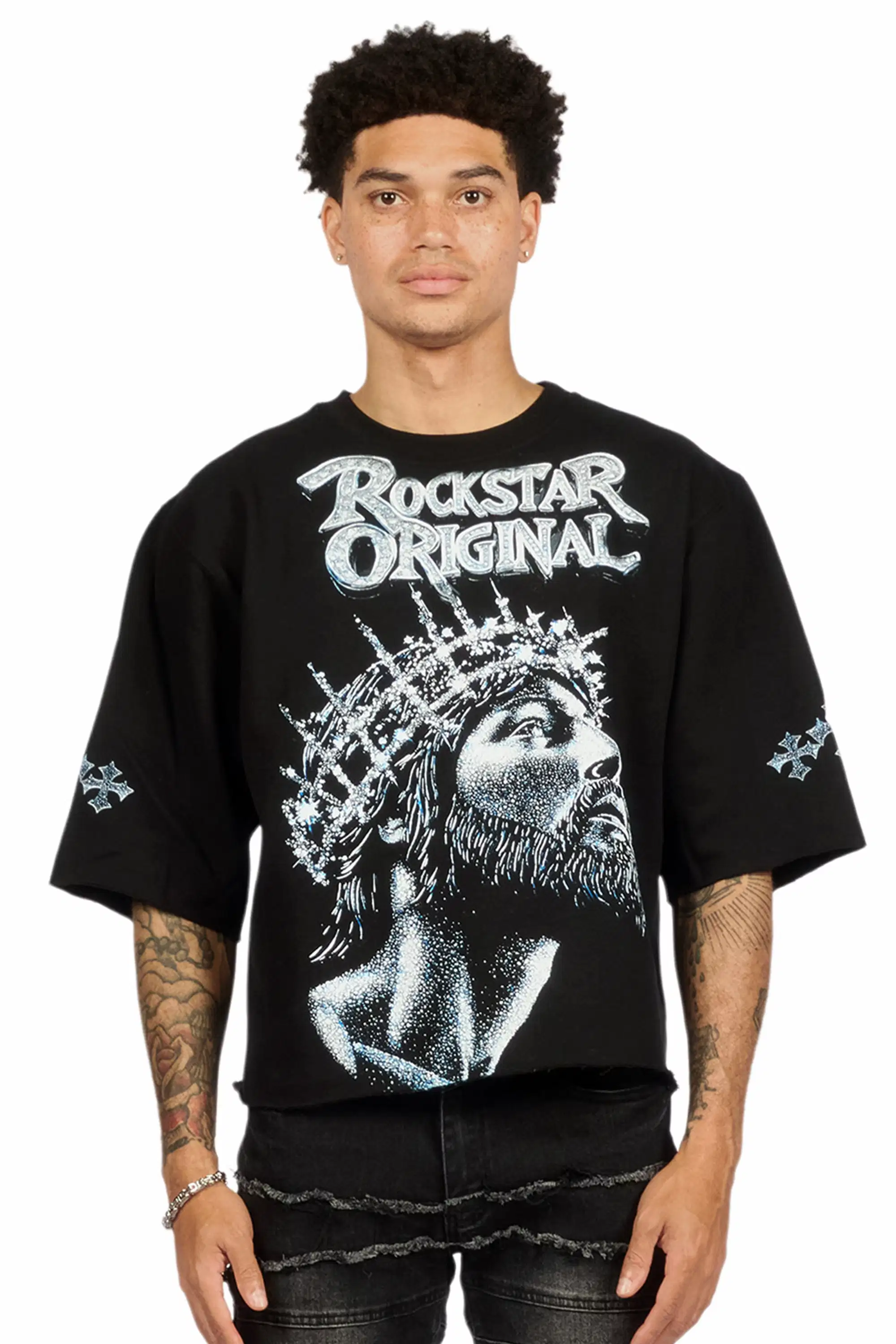 Darius Black Quarter Sleeve Boxy Sweatshirt - Image 6