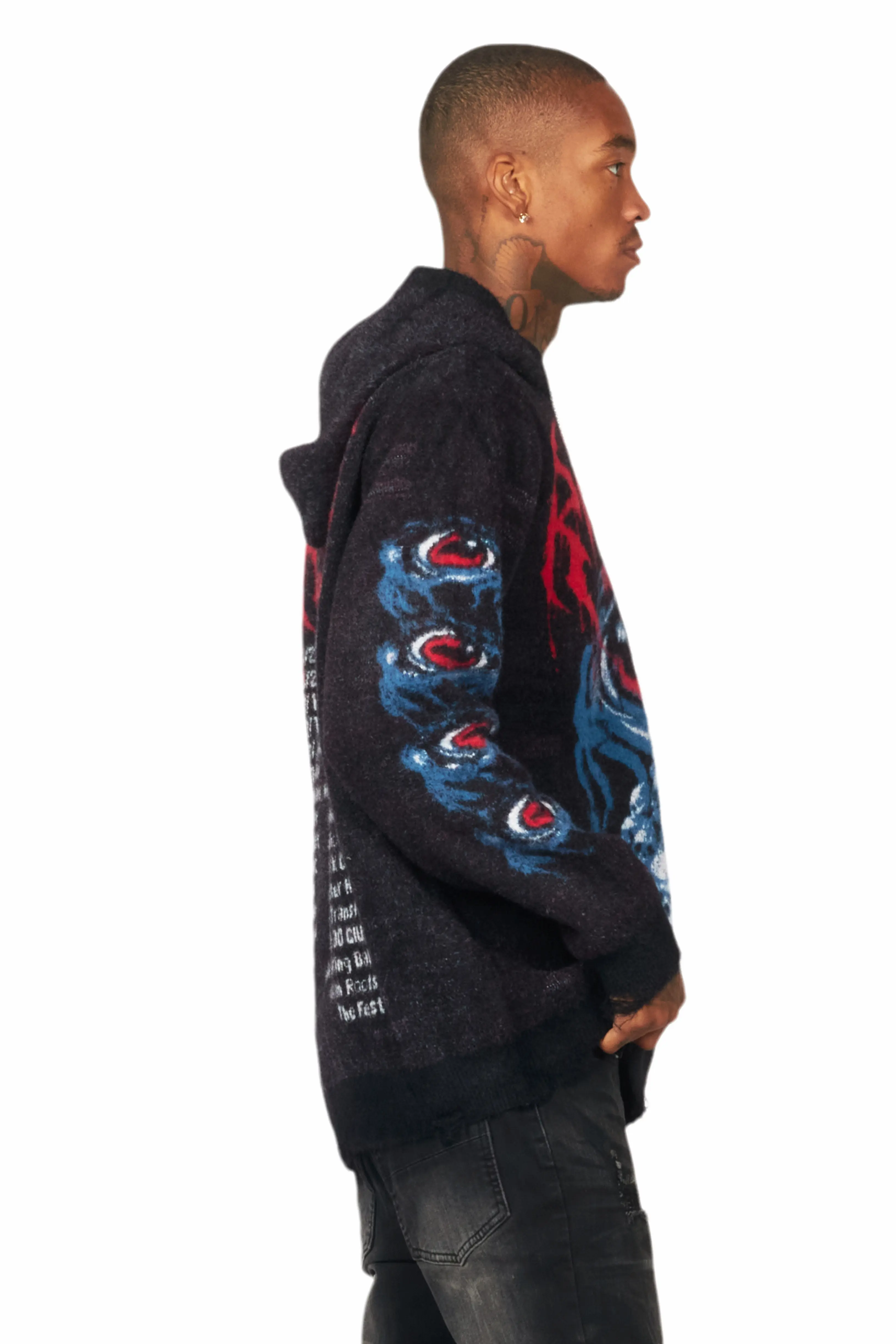 Ika Black Knit Hoodie - Image 3