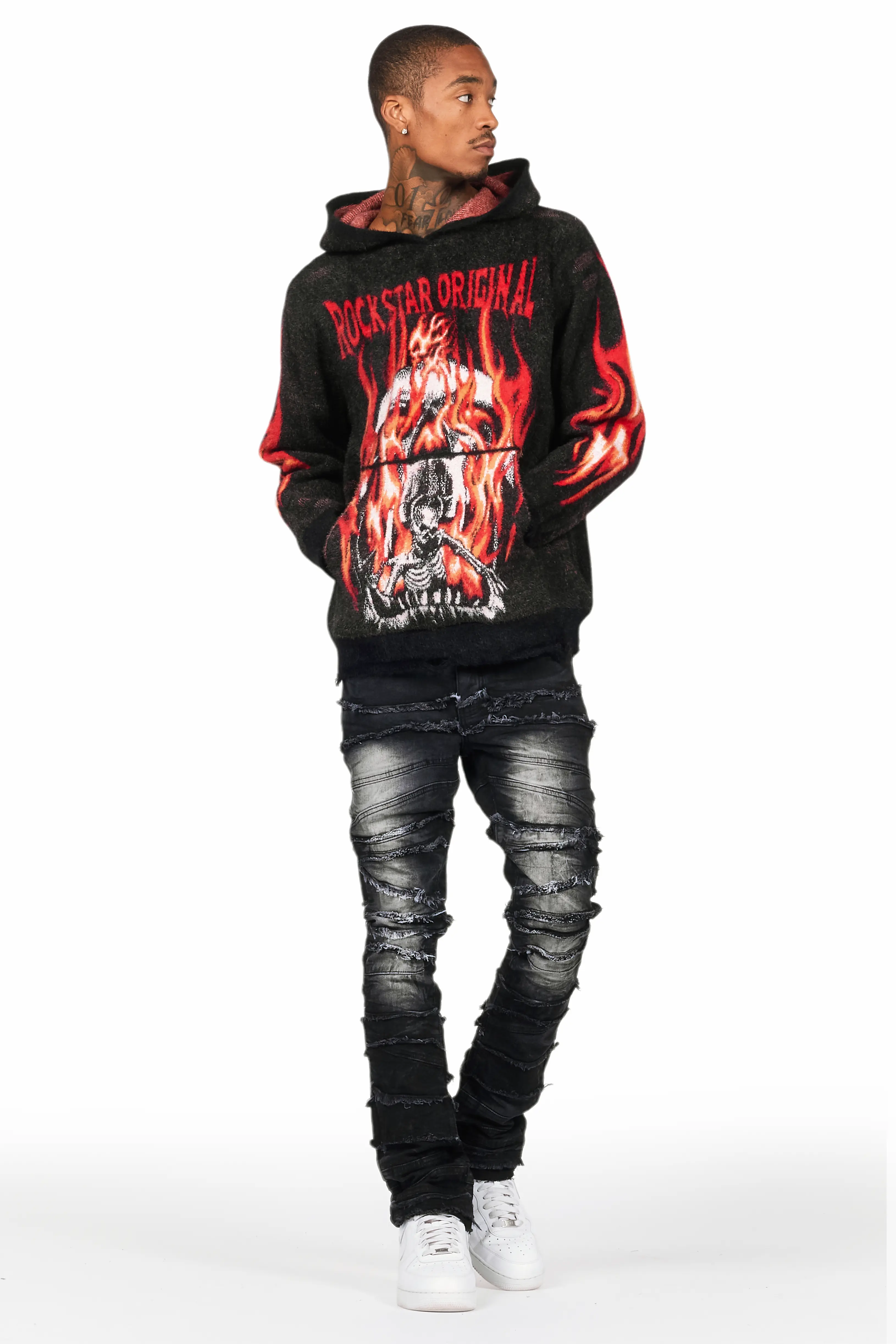 Fuka Black Knit Hoodie - Image 3
