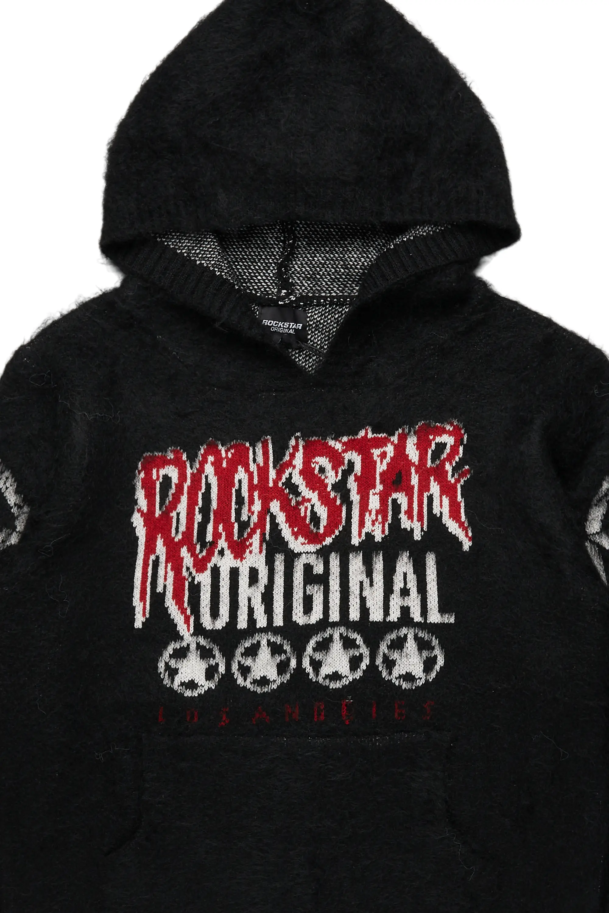 Wizzurd Black Graphic Knitted Mohair Hoodie - Image 6