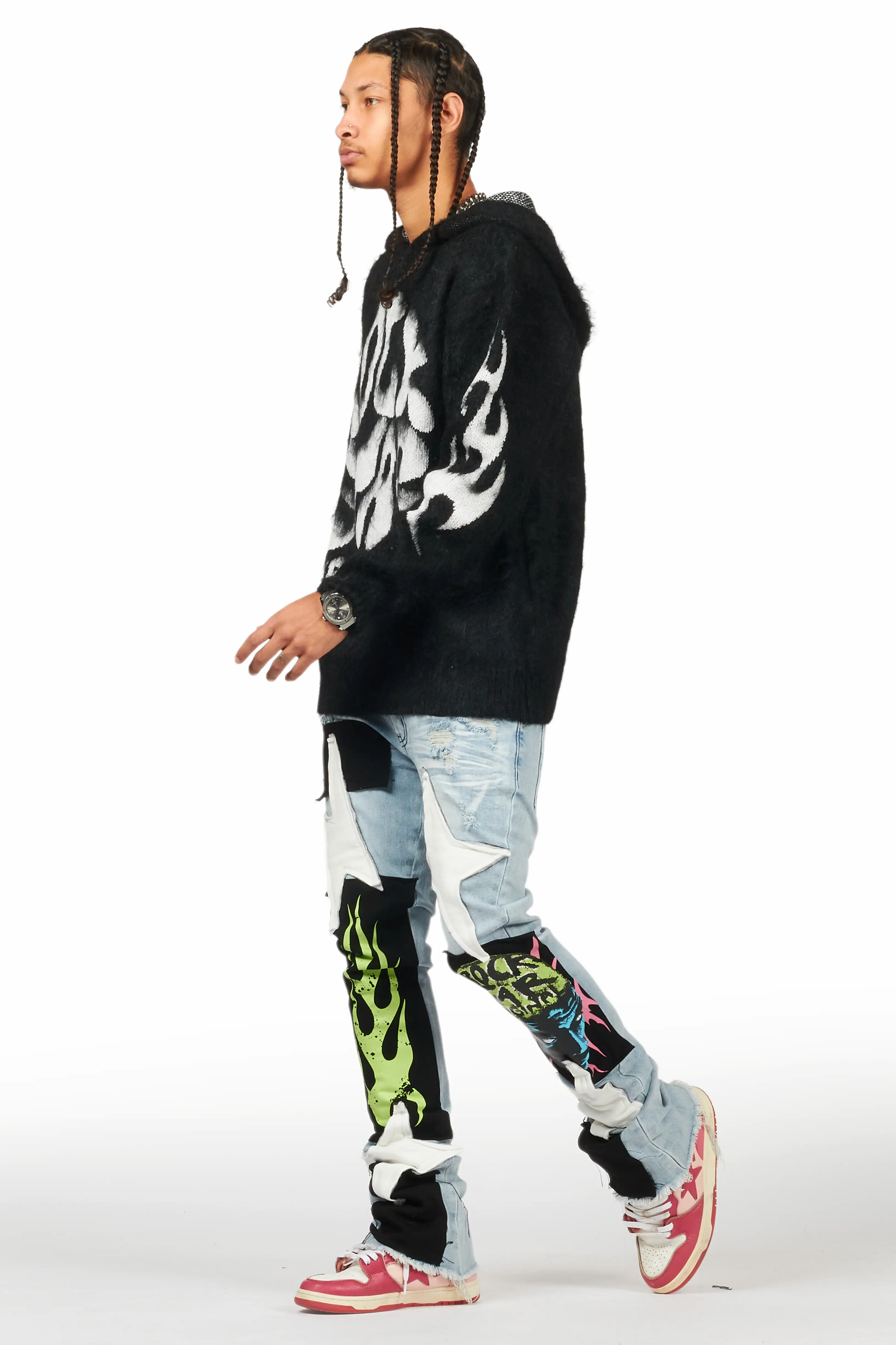 Hakon Black Graphic Knitted Hoodie - Image 5