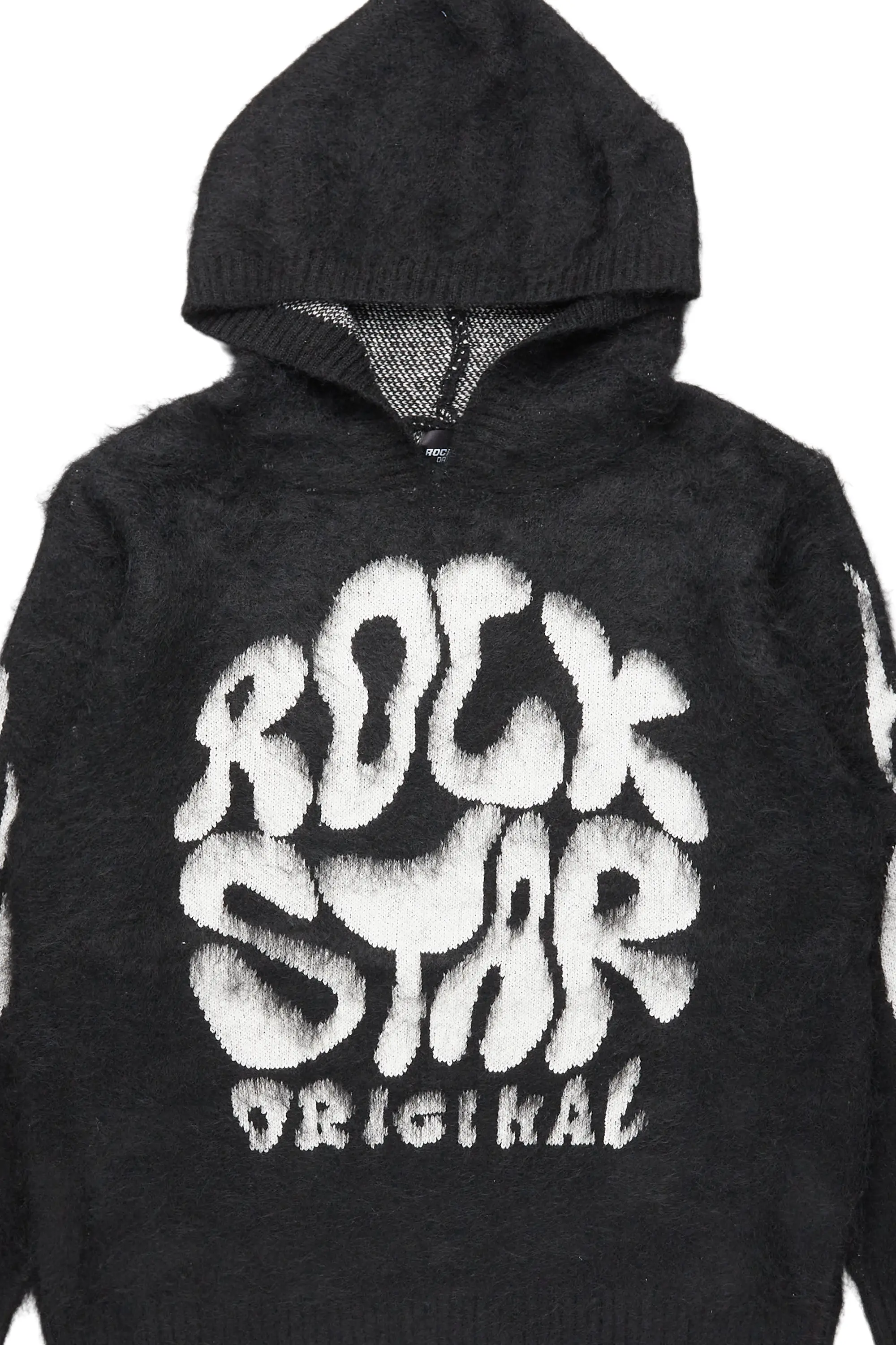 Hakon Black Graphic Knitted Hoodie - Image 7