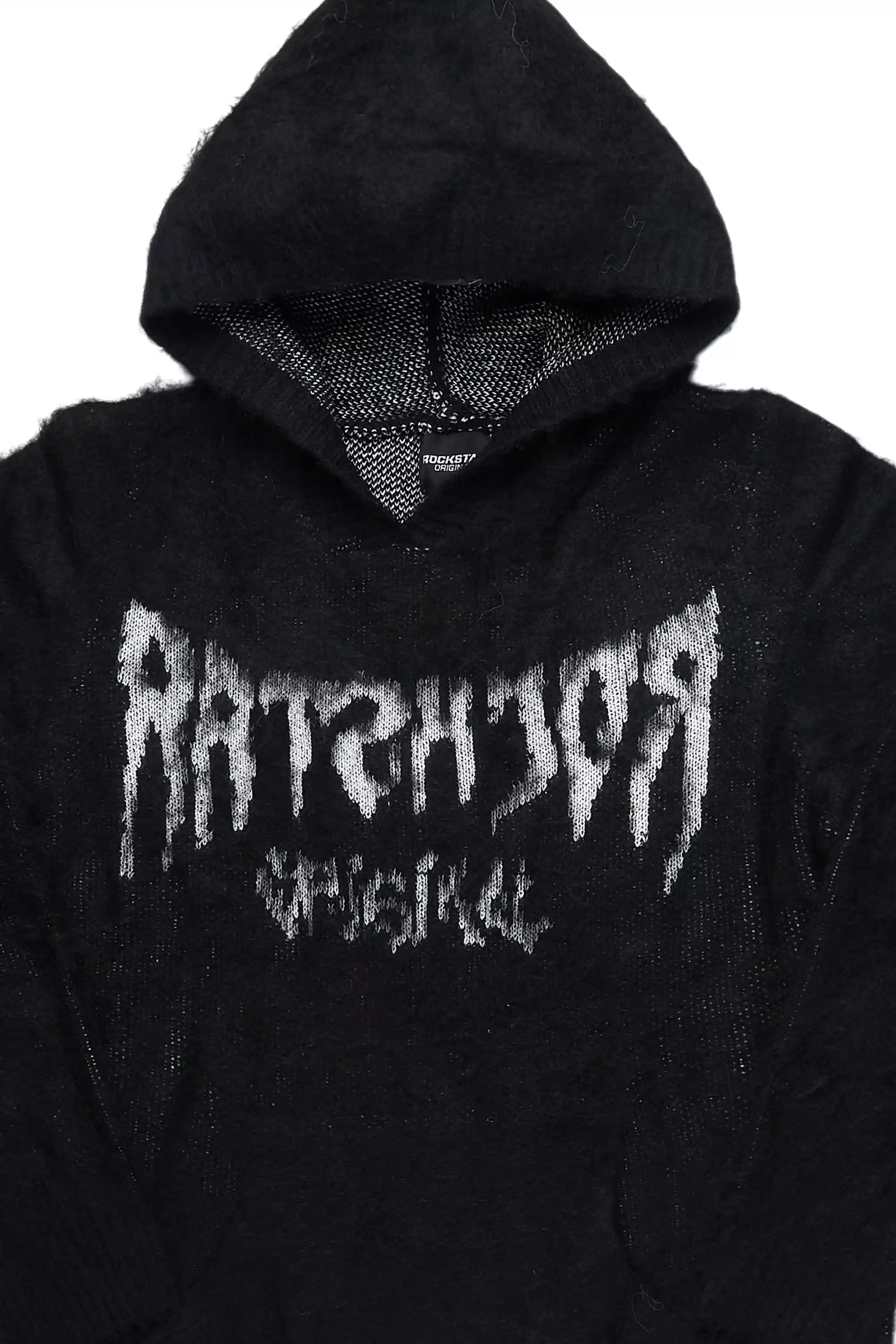 Andros Reflected Black Graphic Knitted Hoodie - Image 7