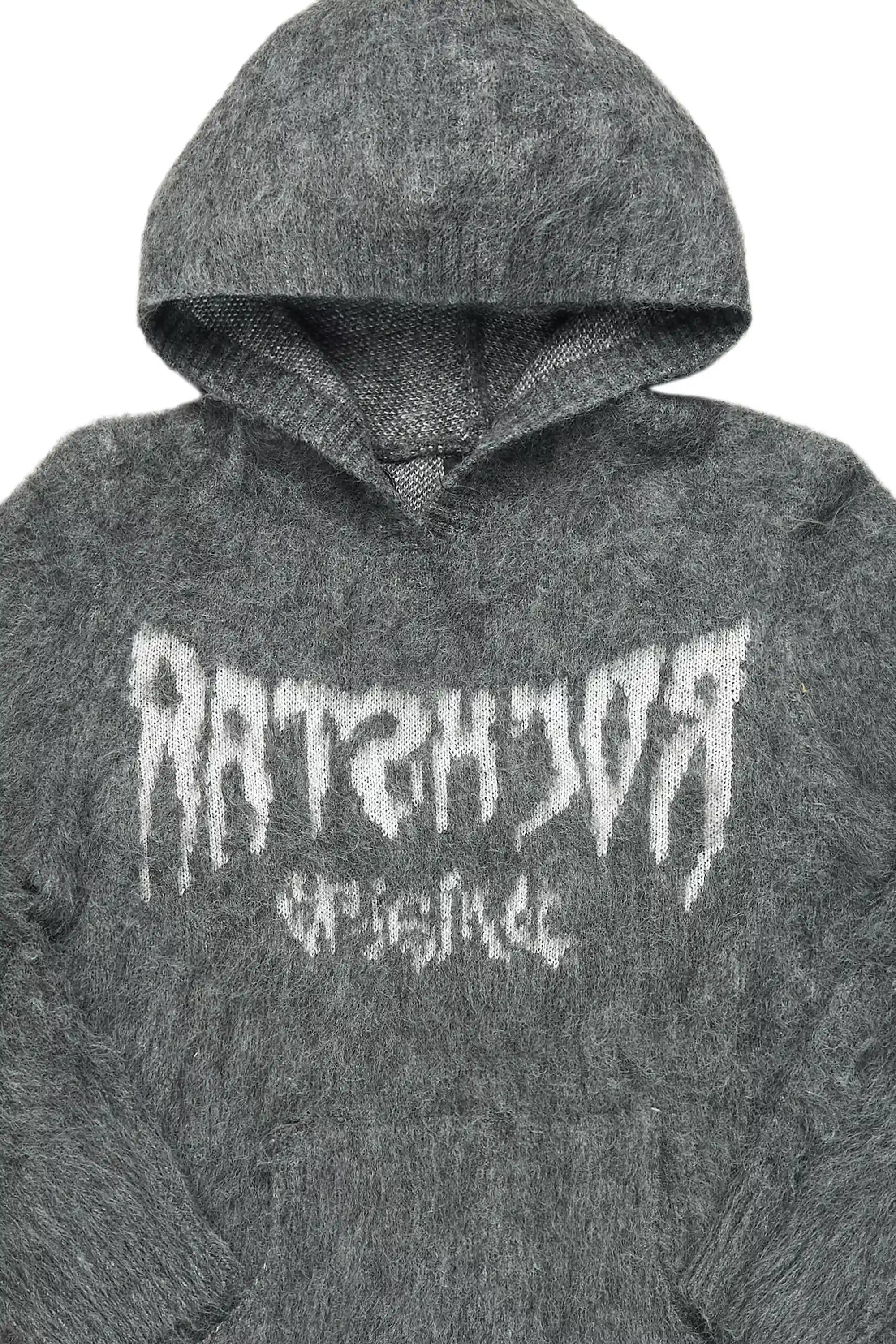 Andros Reflected Grey Graphic Knitted Hoodie - Image 7