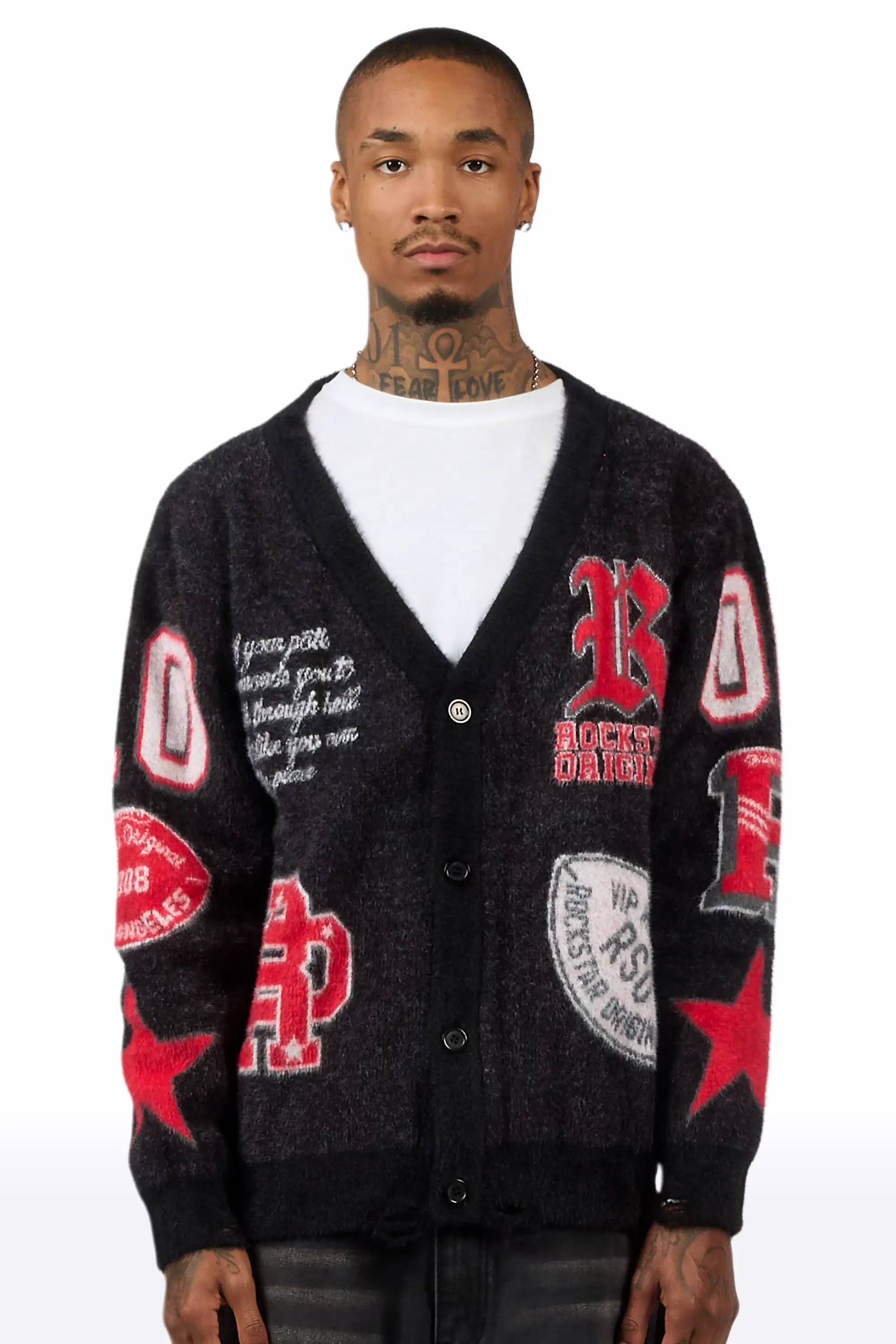Delling Black/White/Red Knit Sweater - Image 4