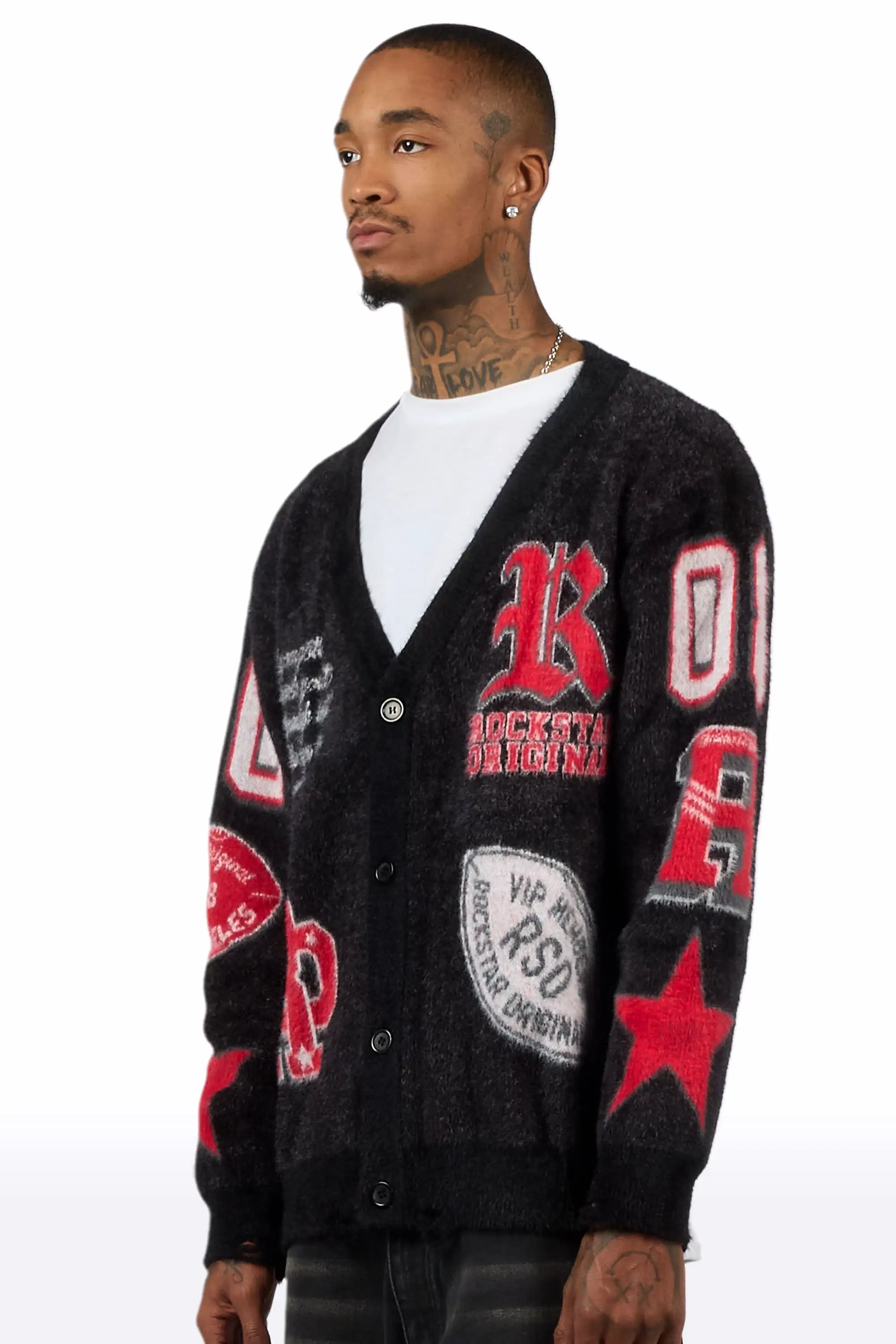 Delling Black/White/Red Knit Sweater - Image 7