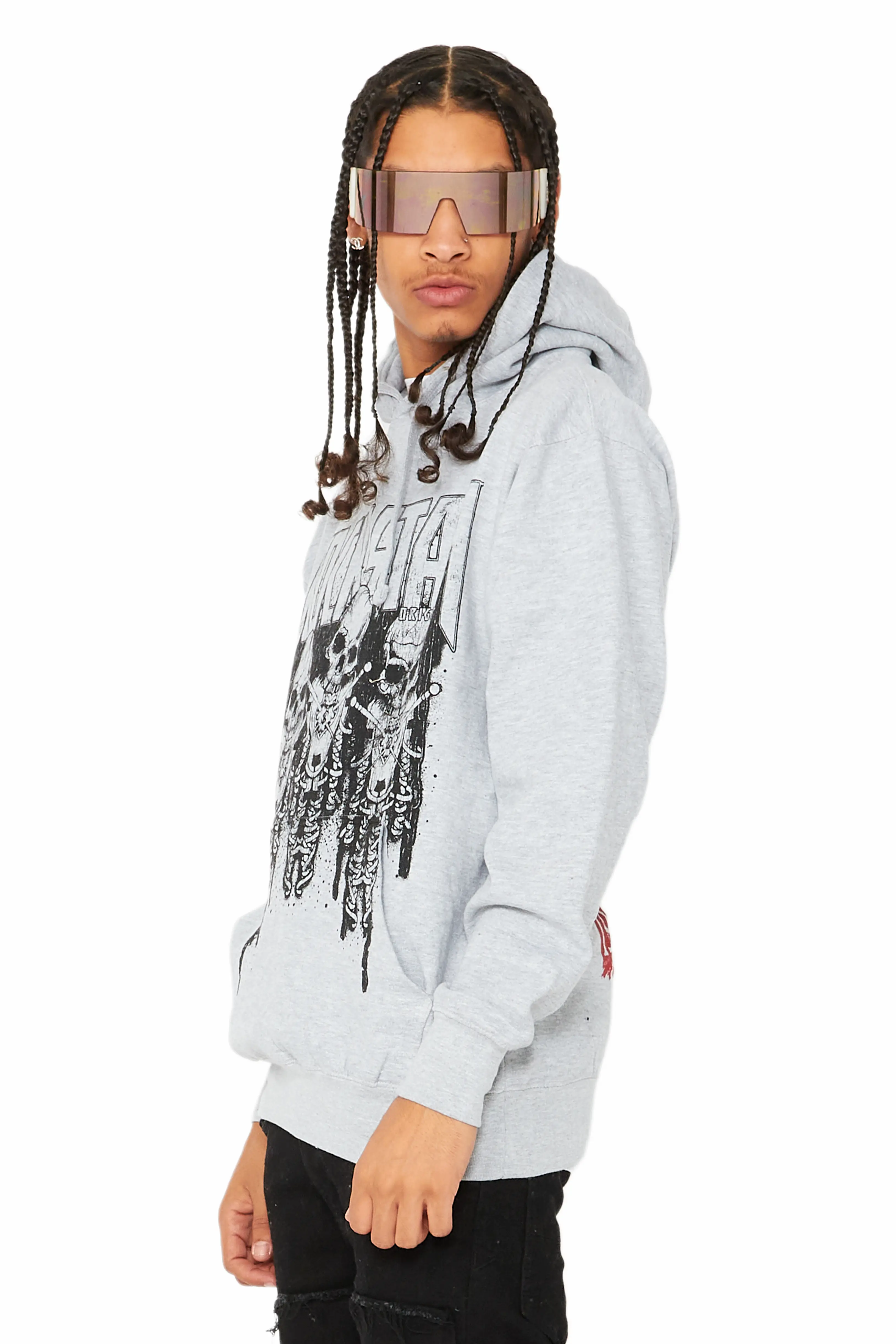 Sabbath Grey Graphic Printed Hoodie - Image 4
