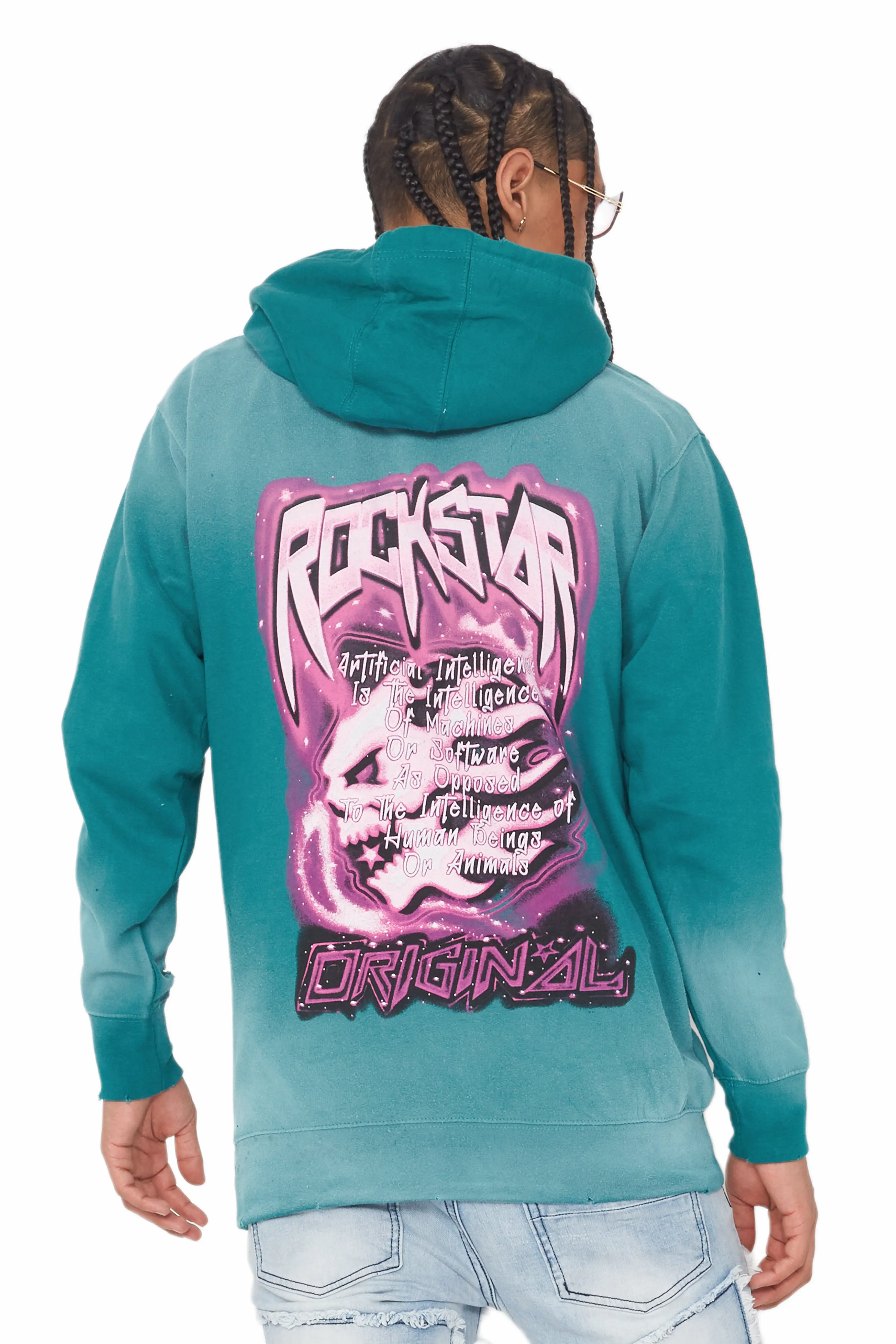 Ganen Teal Graphic Hoodie - Image 2