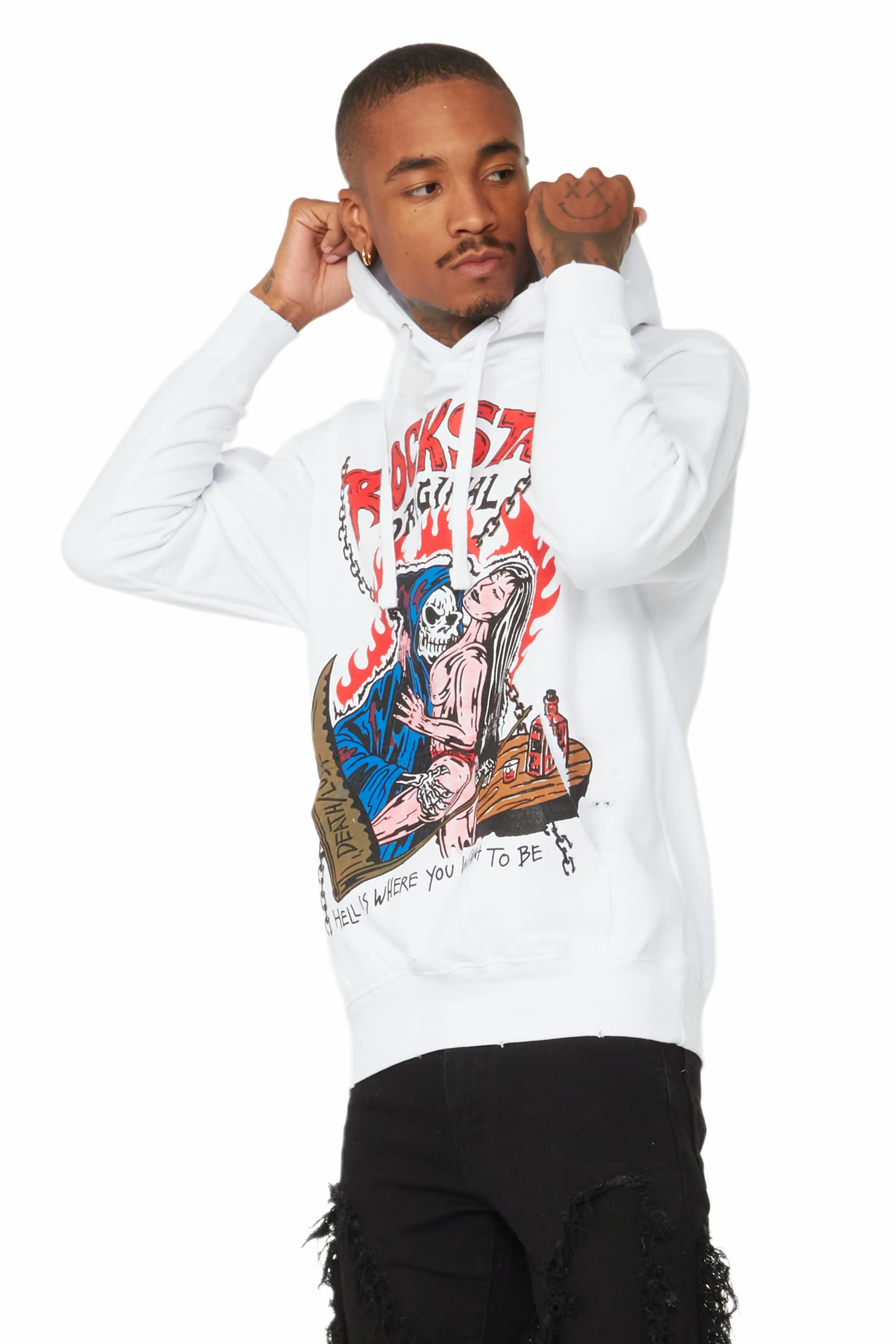 Vale White Graphic Hoodie - Image 3