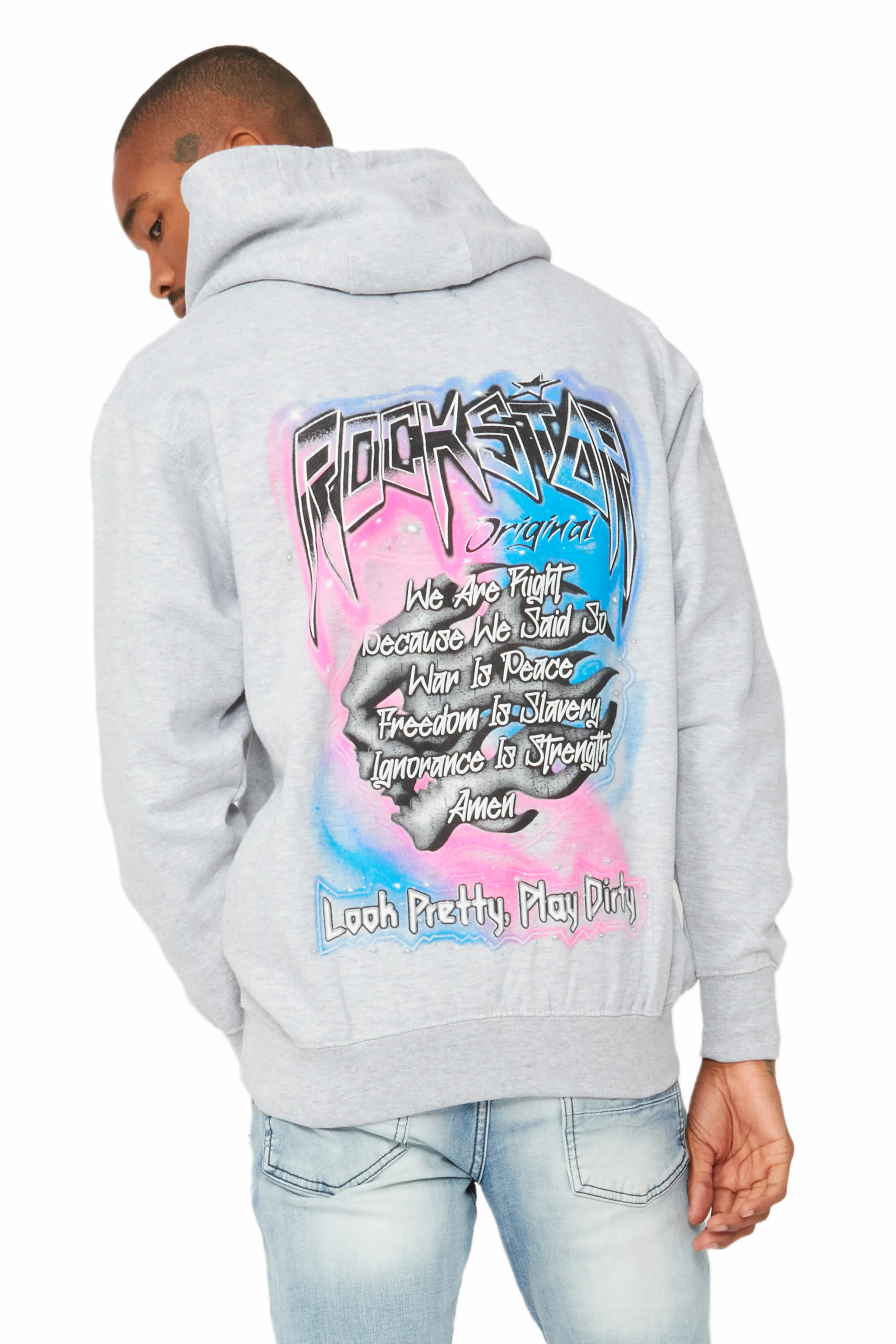 Fionn Heather Grey Graphic Hoodie - Image 4