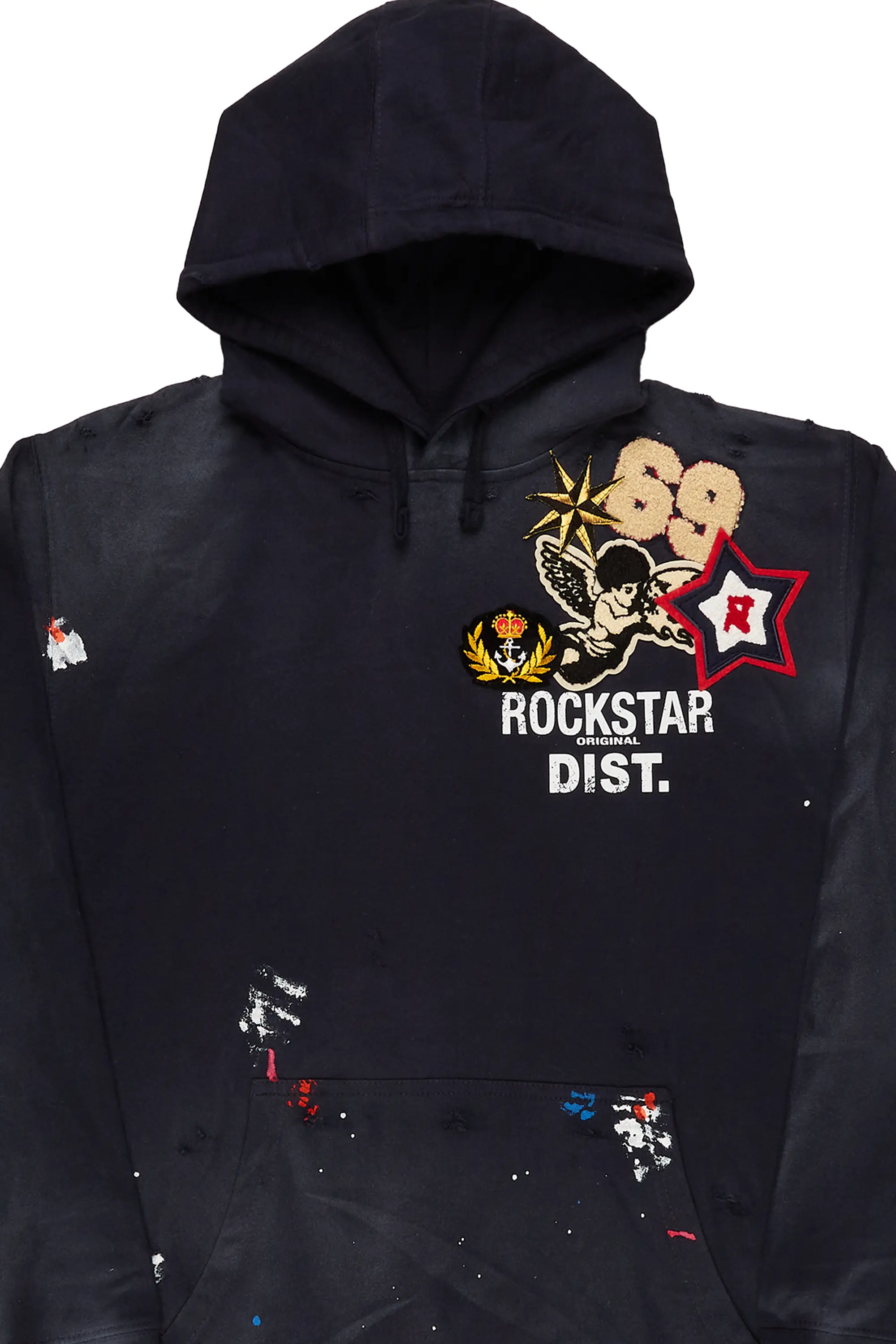 Samuel Navy Patchwork Graphic Hoodie - Image 3