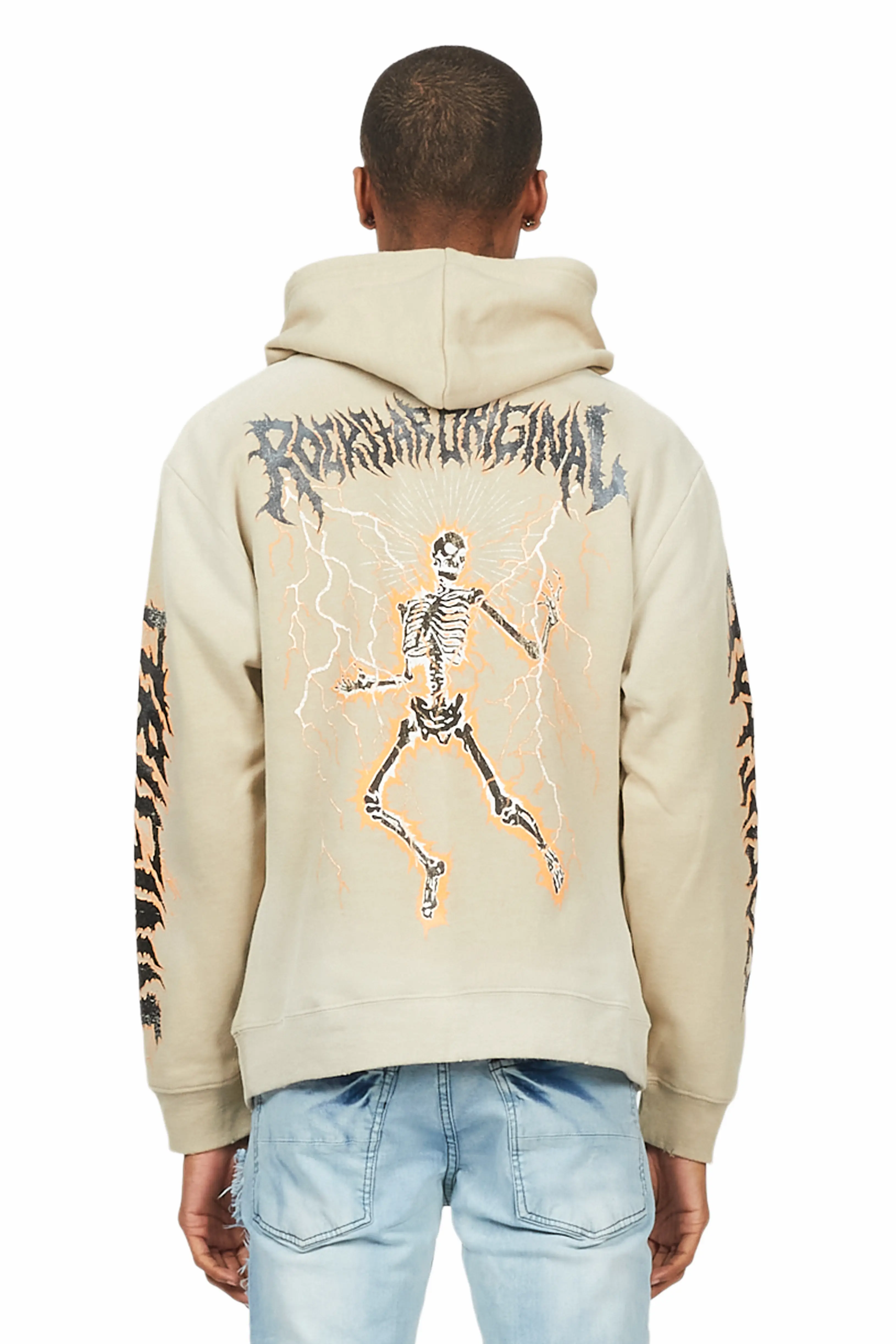 Deathrow Beige Graphic Hoodie - Image 5