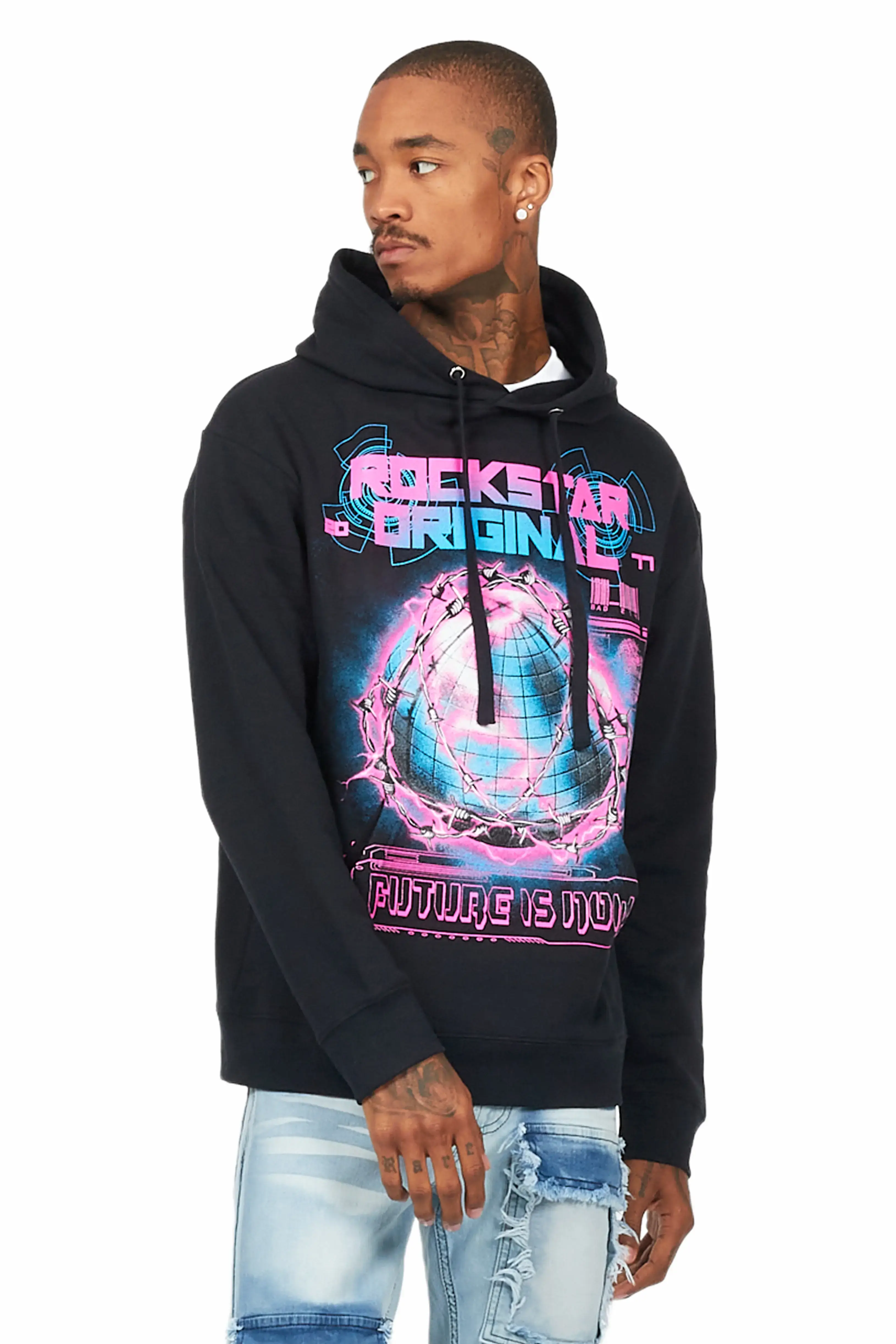 Digital Black Graphic Hoodie - Image 4