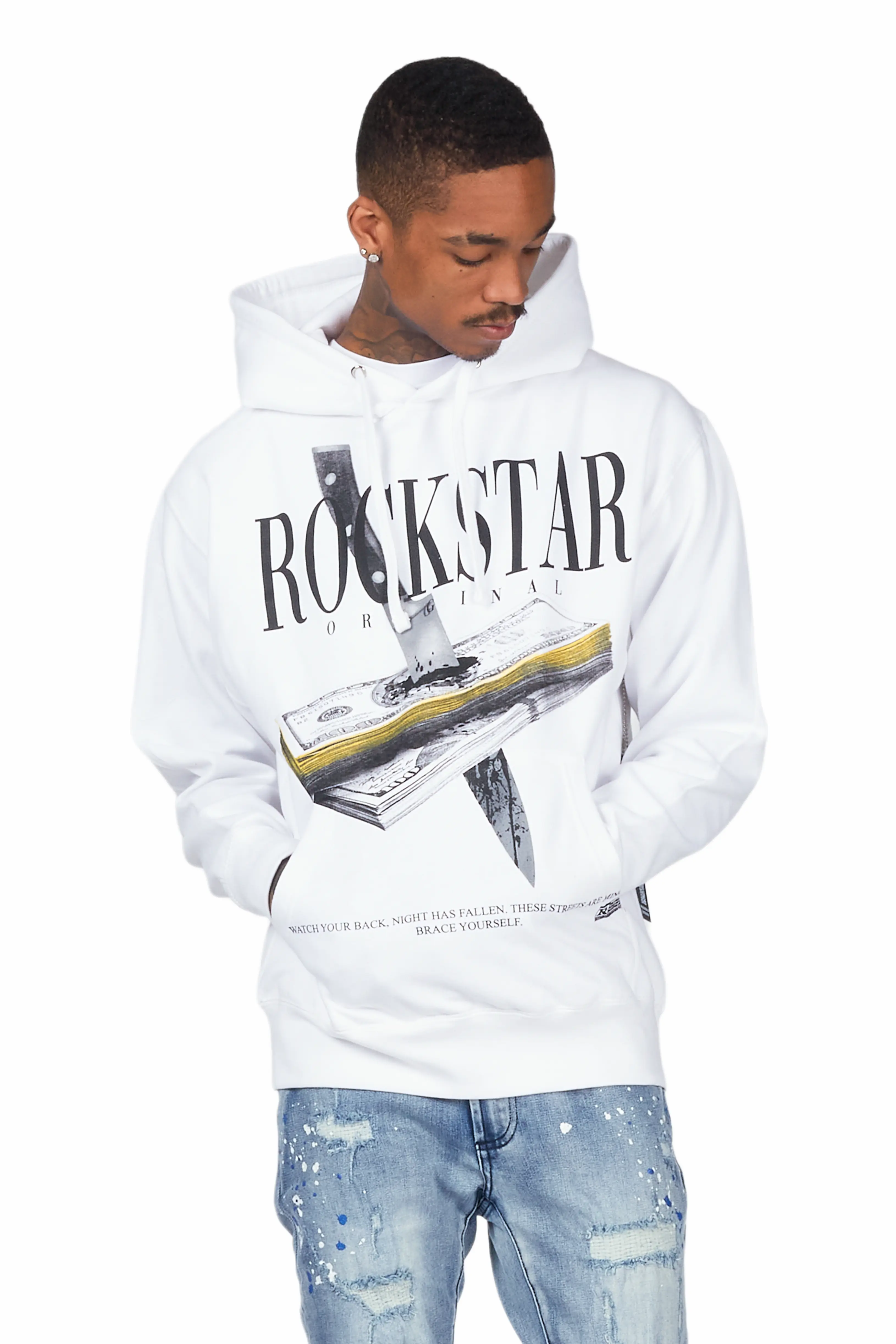 Dayte Nite White Graphic Hoodie - Image 4