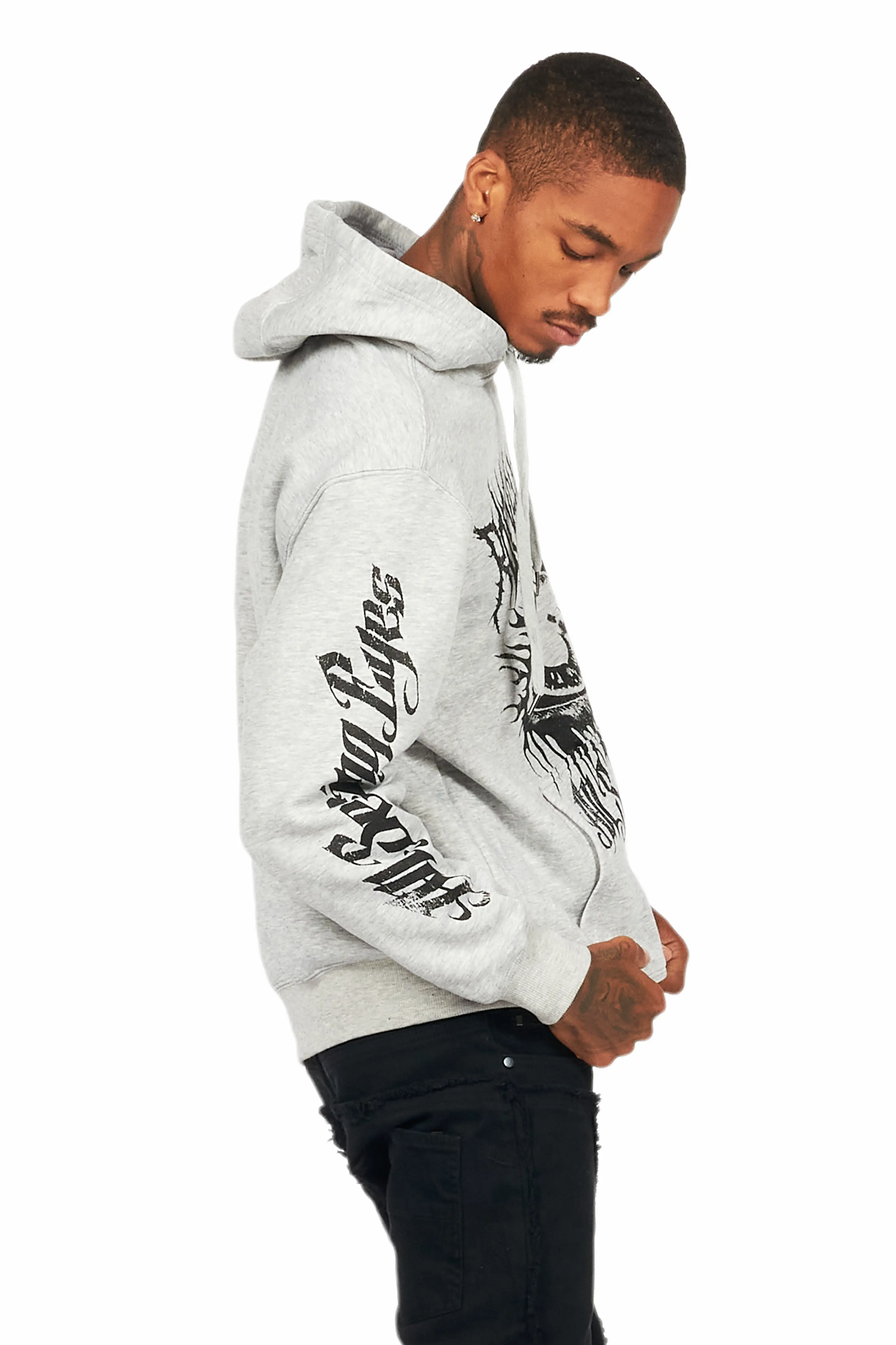 All Seeing Eyes Heather Grey Graphic Hoodie - Image 5