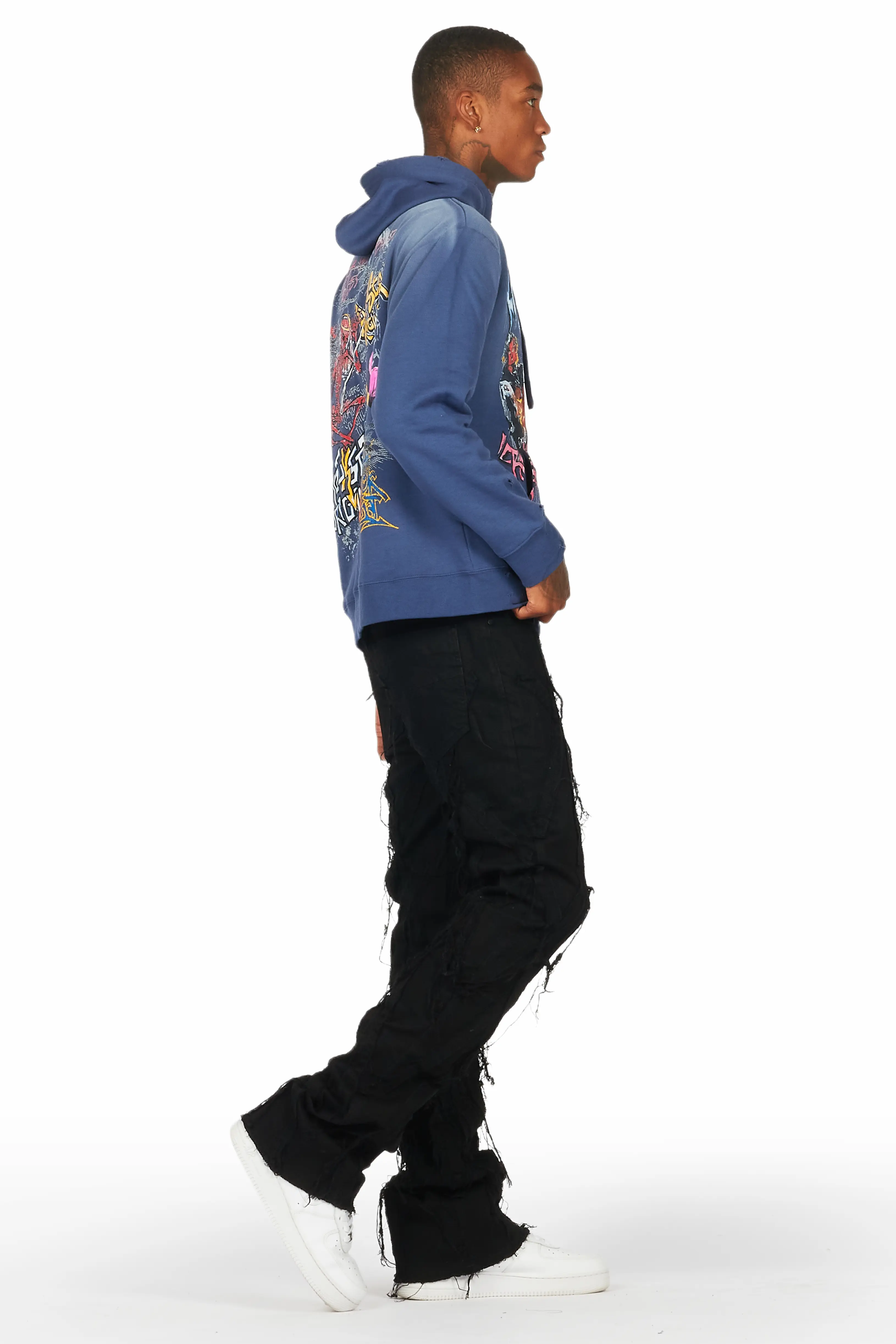 Yooz Navy Graphic Hoodie - Image 3