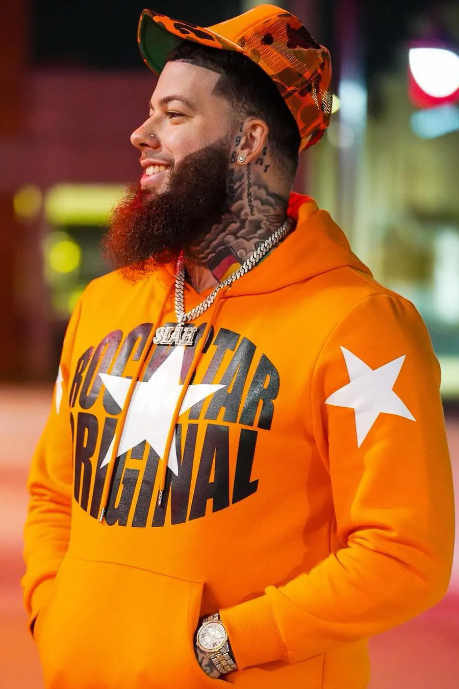 Hachi Orange/Black Graphic Hoodie - Image 2