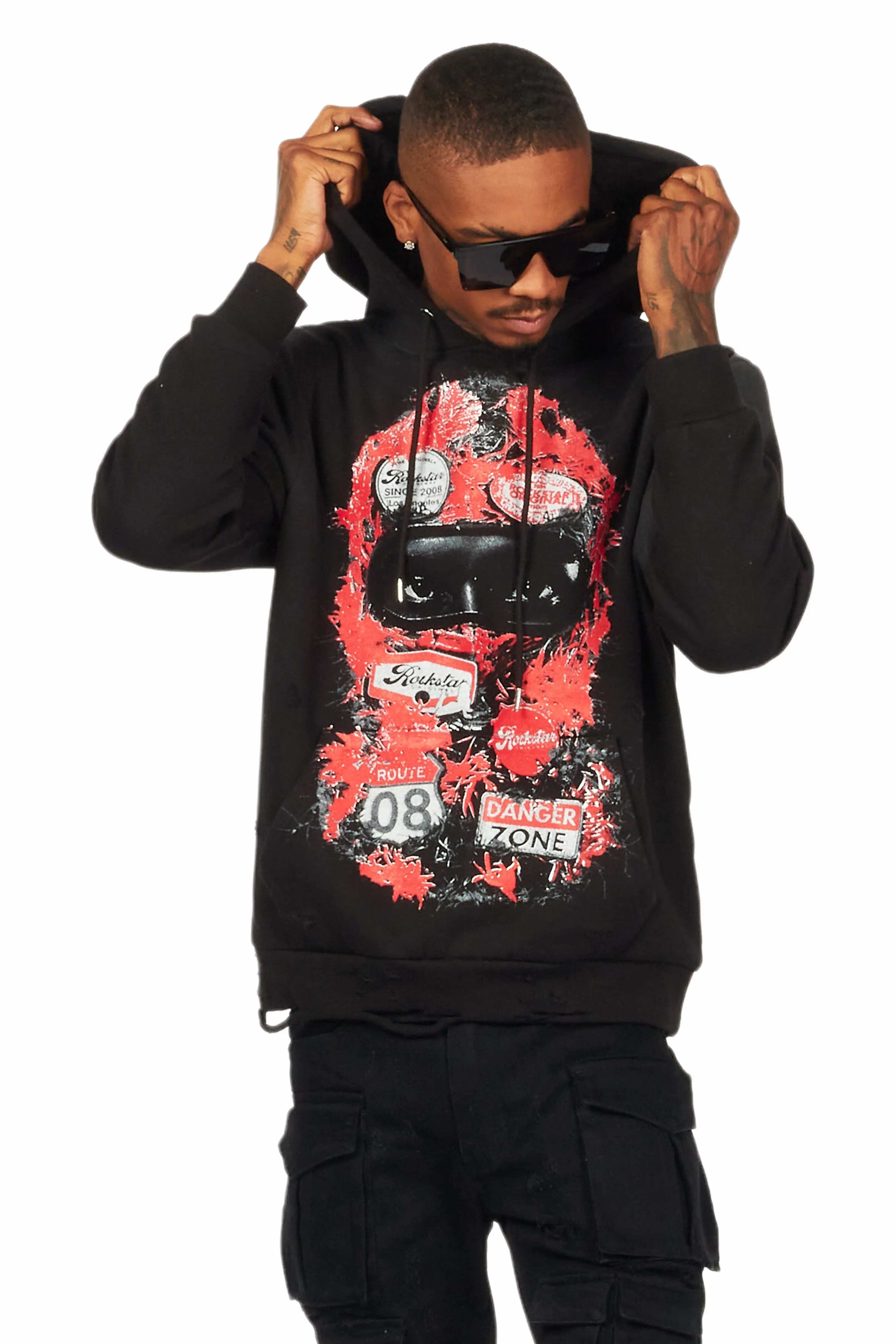 Lemar Black Distressed Graphic Hoodie - Image 3