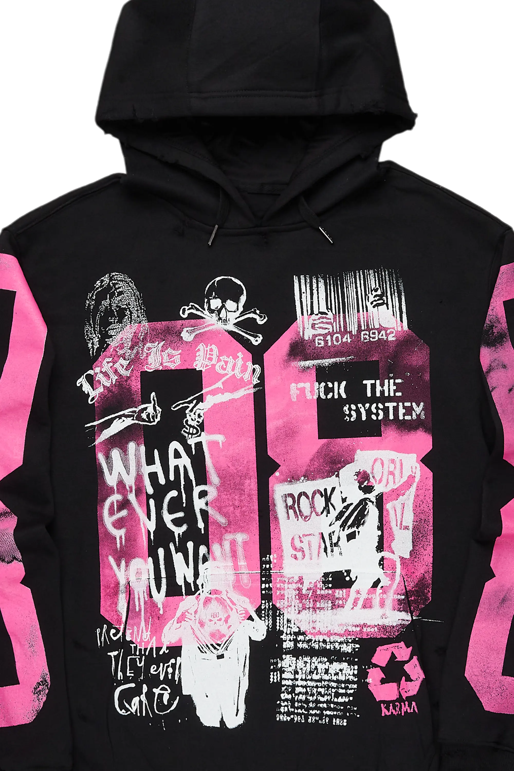 Grill Black/Pink Distressed Graphic Hoodie - Image 9
