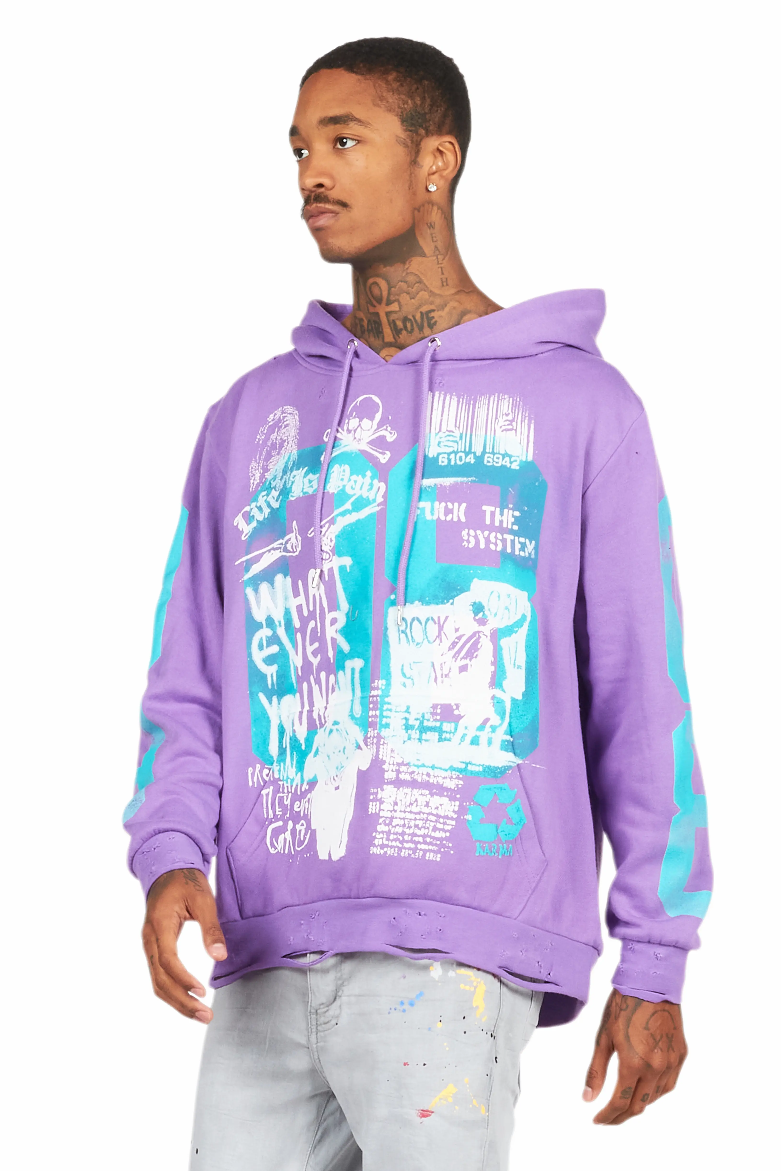 Grill Purple Distressed Graphic Hoodie - Image 5
